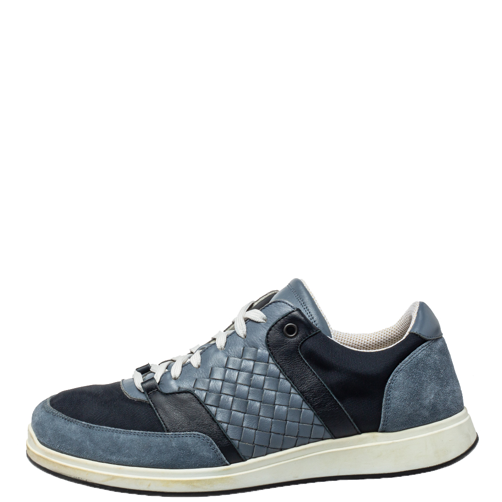 

Bottega Veneta Blue Suede And Nylon Low Top Sneakers Size