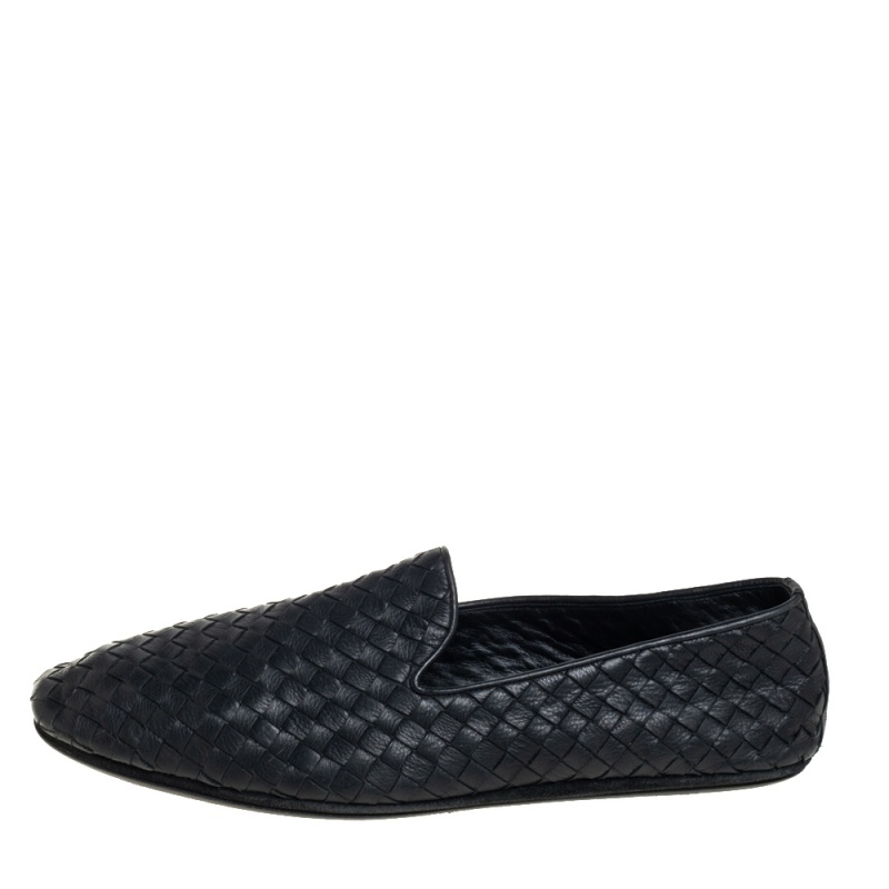 

Bottega Veneta Black Intrecciato Leather Smoking Slippers Size