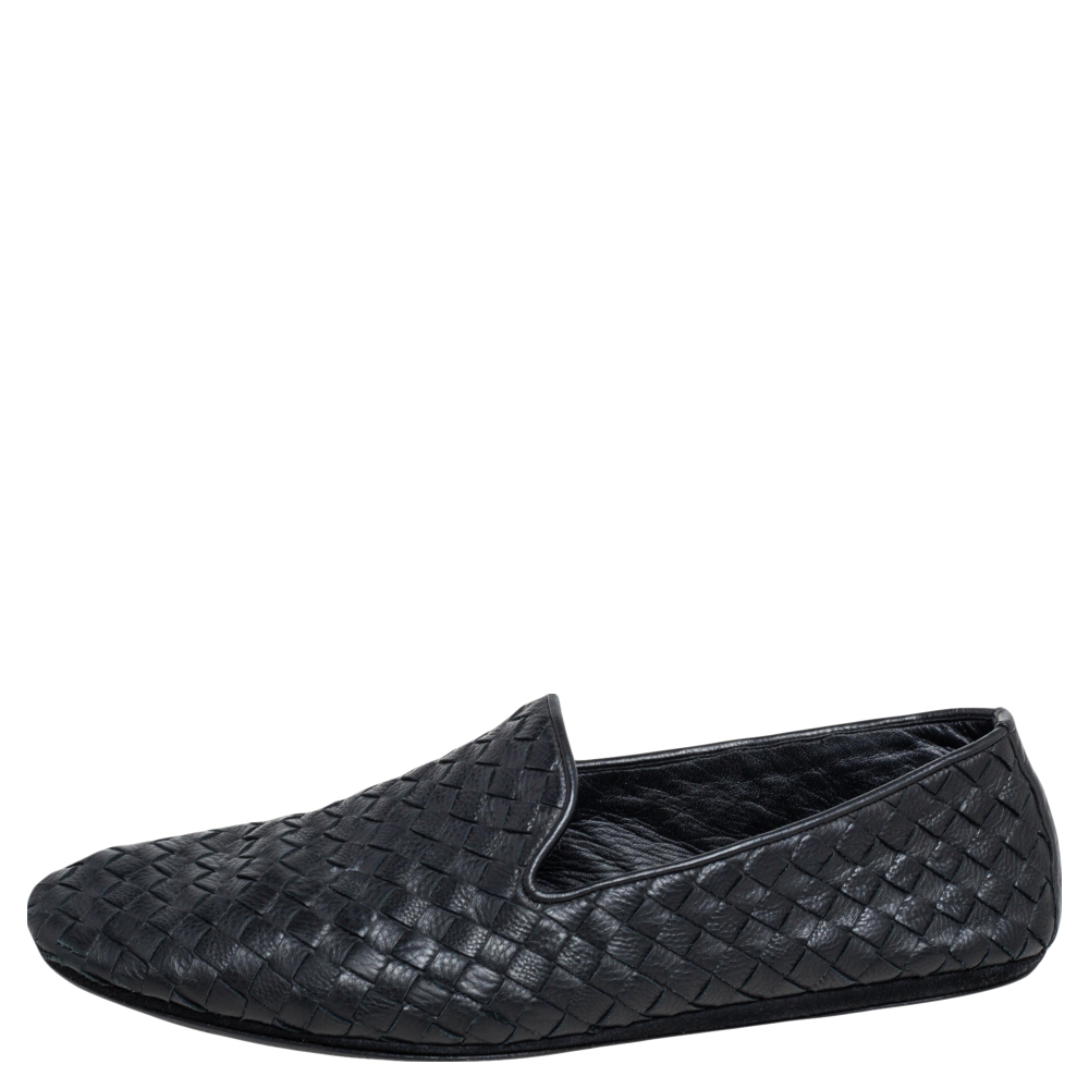 

Bottega Veneta Black Intrecciato Leather Smoking Slippers Size