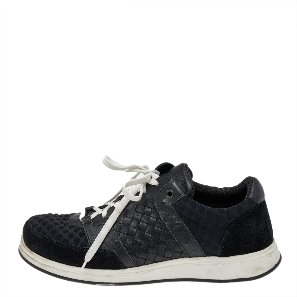 

Bottega Veneta Black Intrecciato Leather Sneakers Size