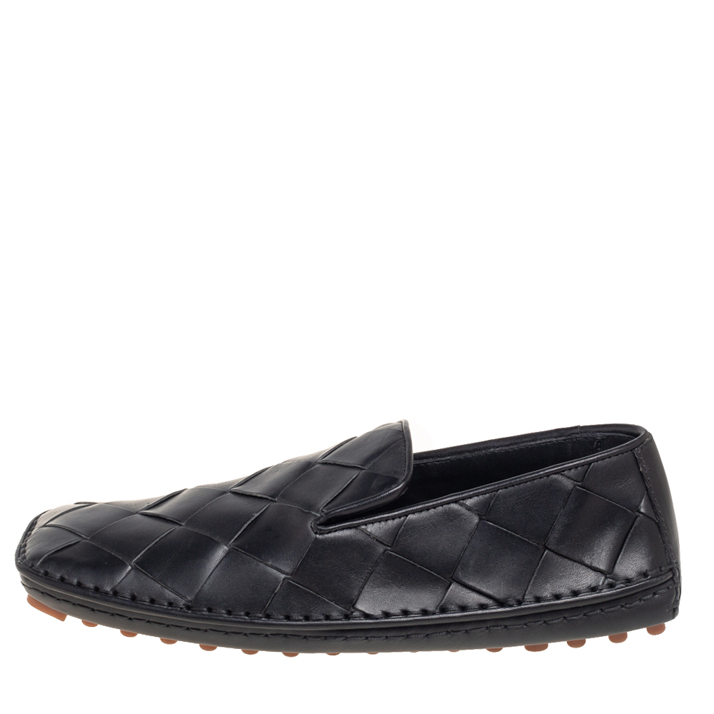 

Bottega Veneta Black Intrecciato Leather Douglas Loafers Size