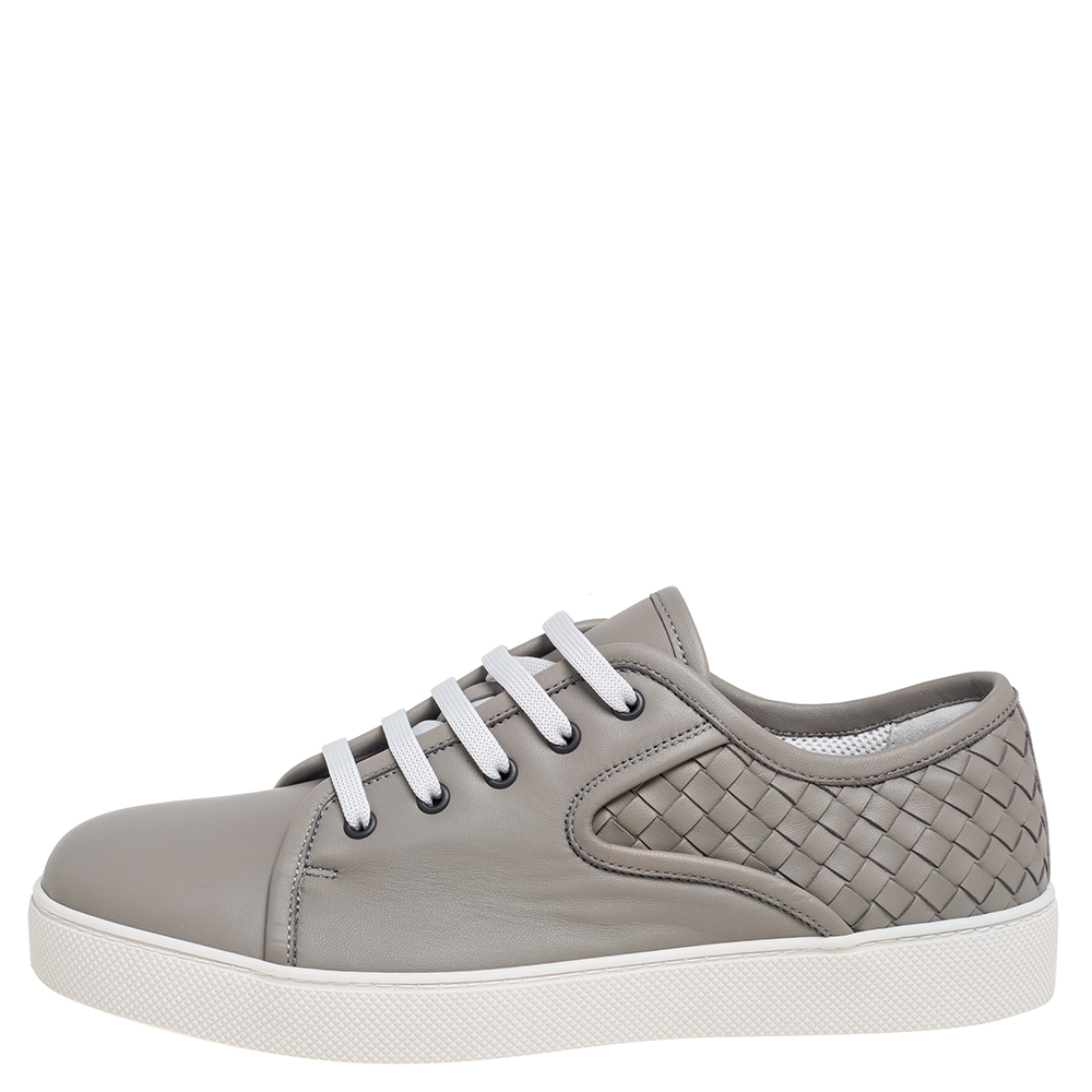 

Bottega Veneta Grey Intrecciato Leather Low Top Sneakers Size