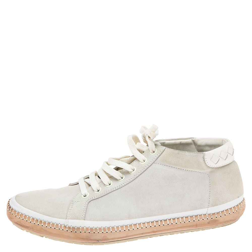 

Bottega Veneta White Suede Low-Top Sneakers Size