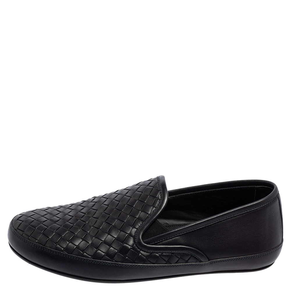 

Bottega Veneta Black Intrecciato Leather Smoking Slippers Size