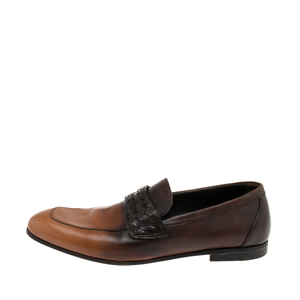 

Bottega Veneta Dark Brown Leather Slip On Loafers Size