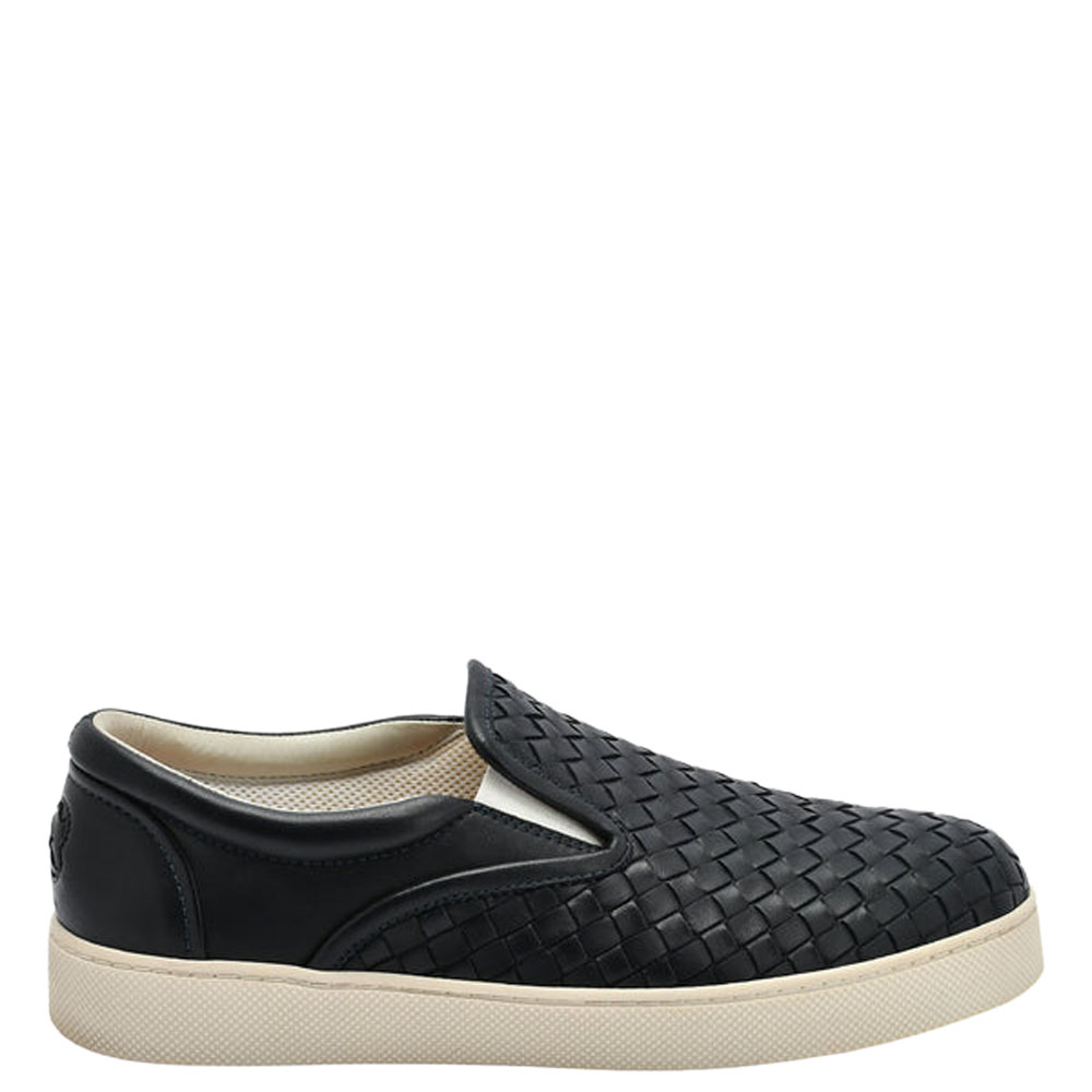 

Bottega Veneta Black Intrecciato Leather Slip On Sneakers EU