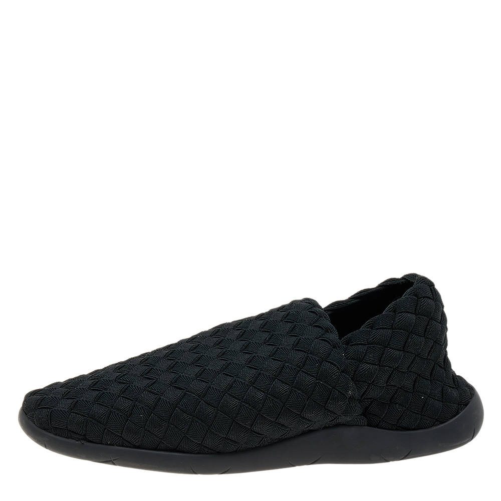 

Bottega Veneta Black Intrecciato Elastic Fabric Starfish Slip On Sneakers Size