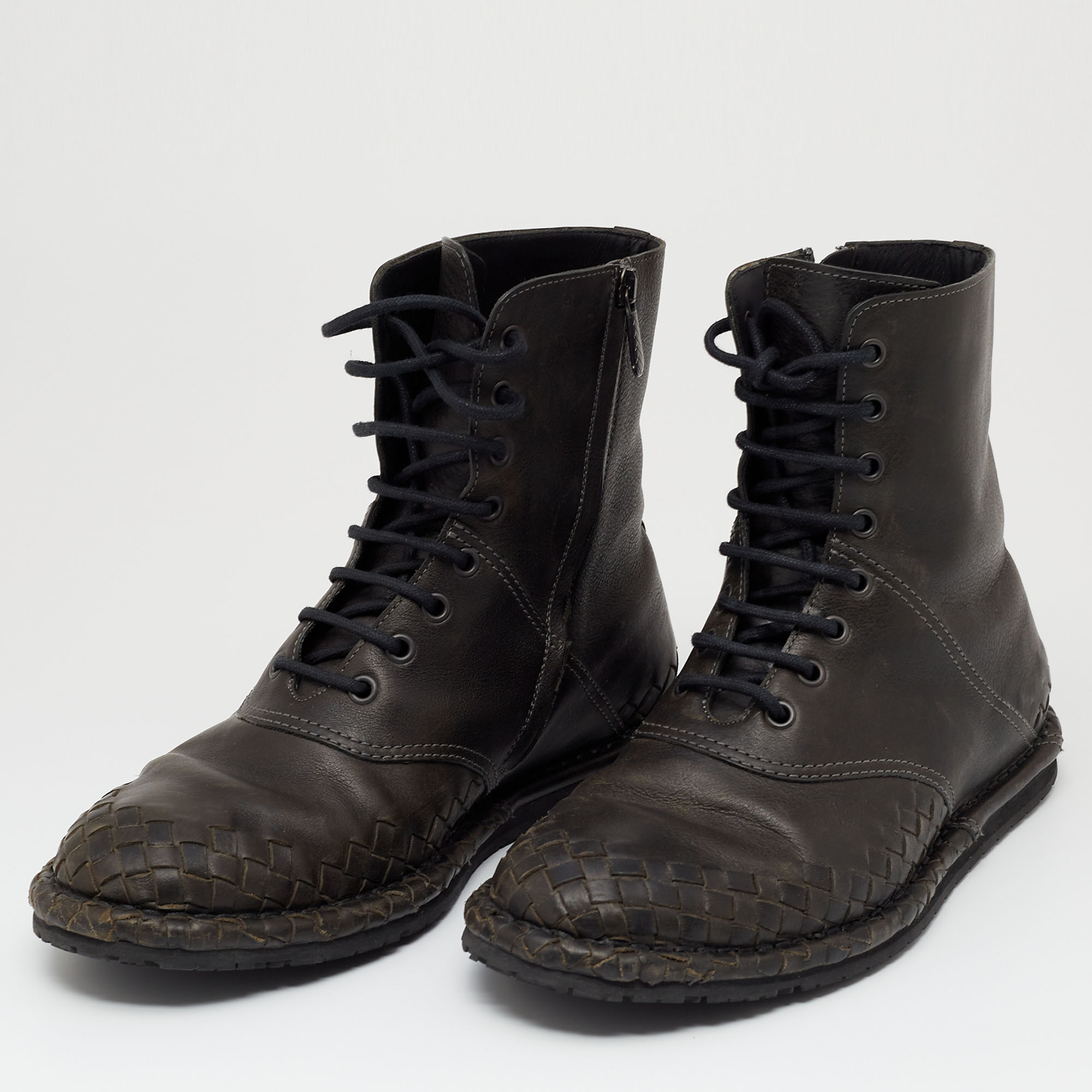 

Bottega Veneta Black Leather Combat Boots Size