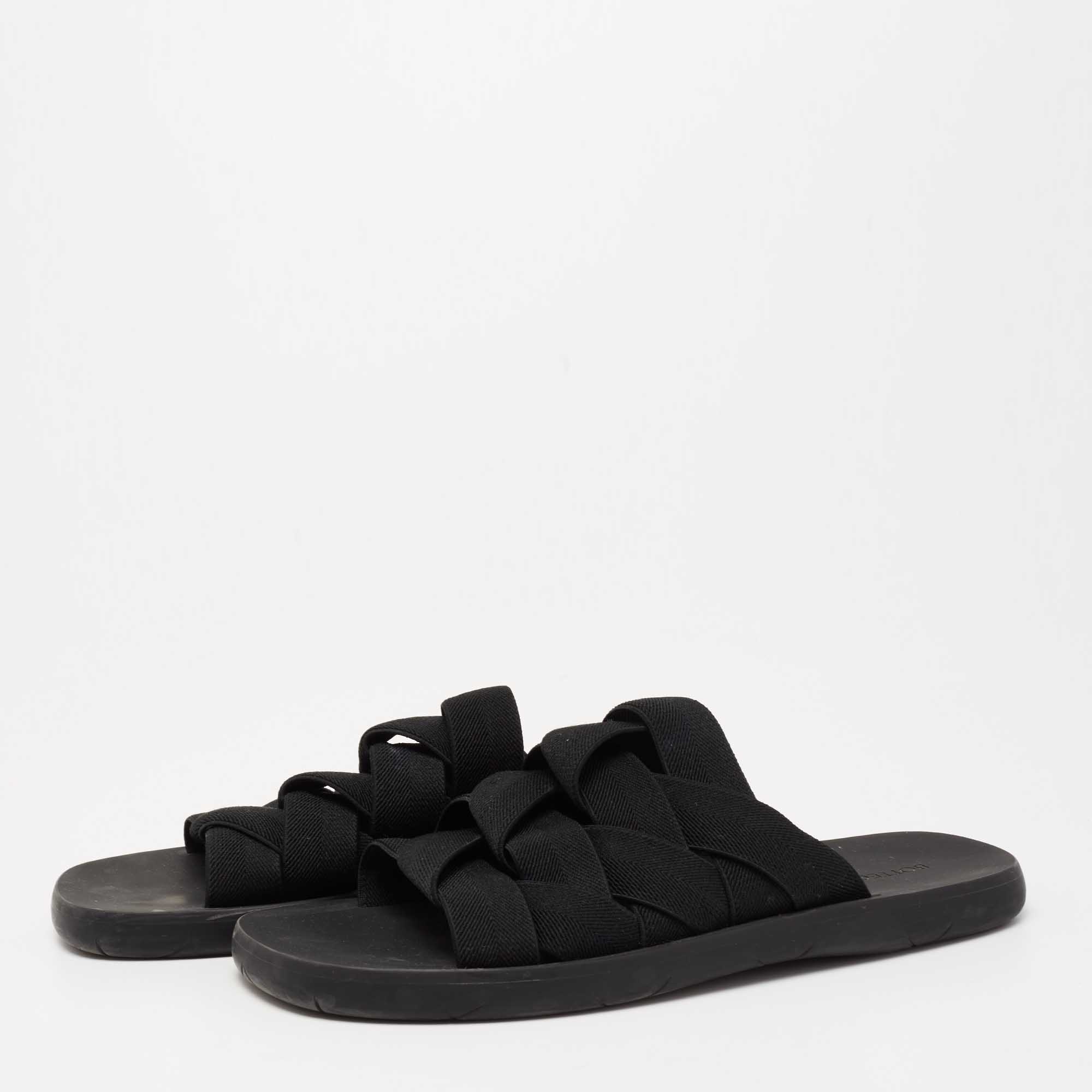 

Bottega Veneta Black Elastic Slide Sandals Size