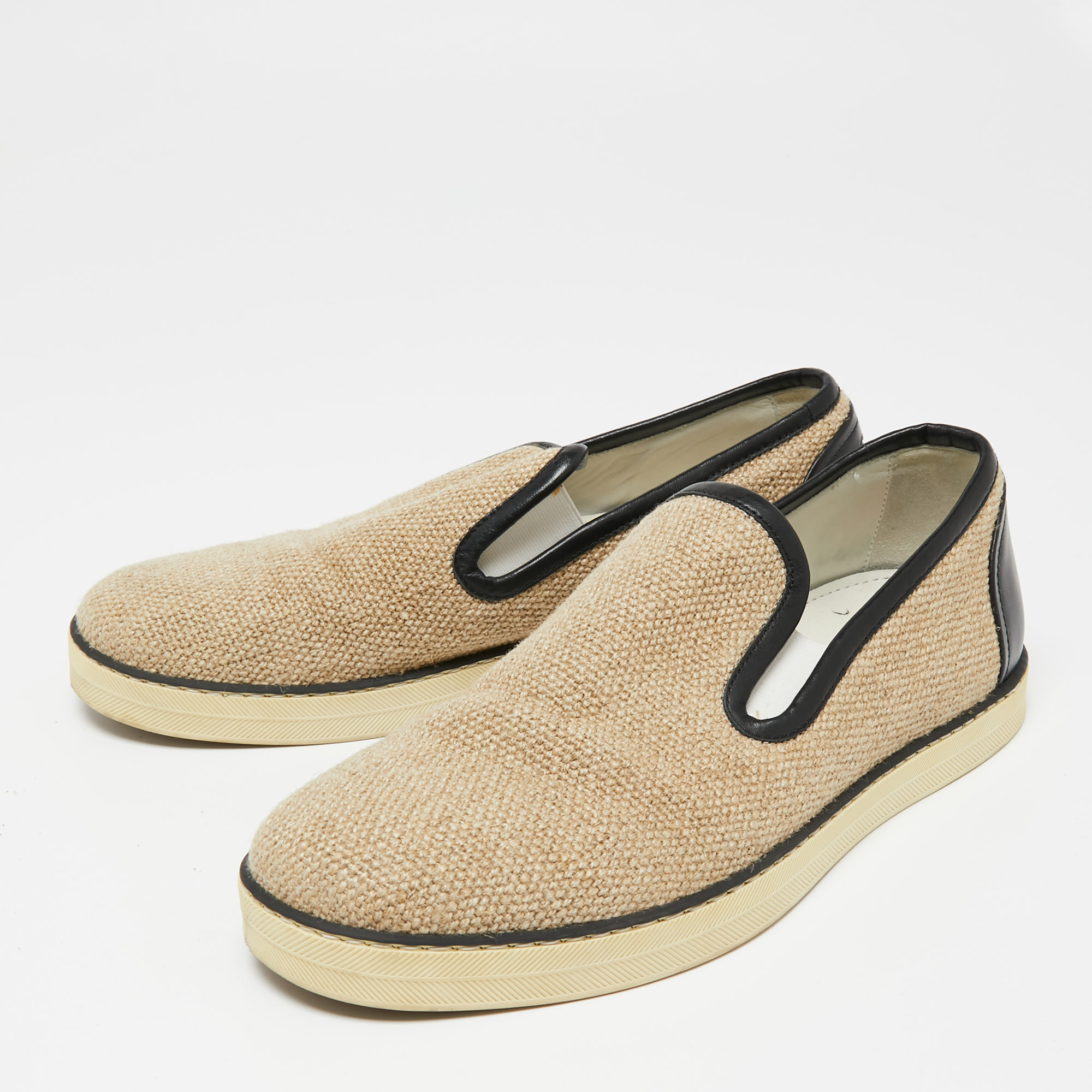 

Bottega Veneta Beige Jute Slip On Sneakers Size