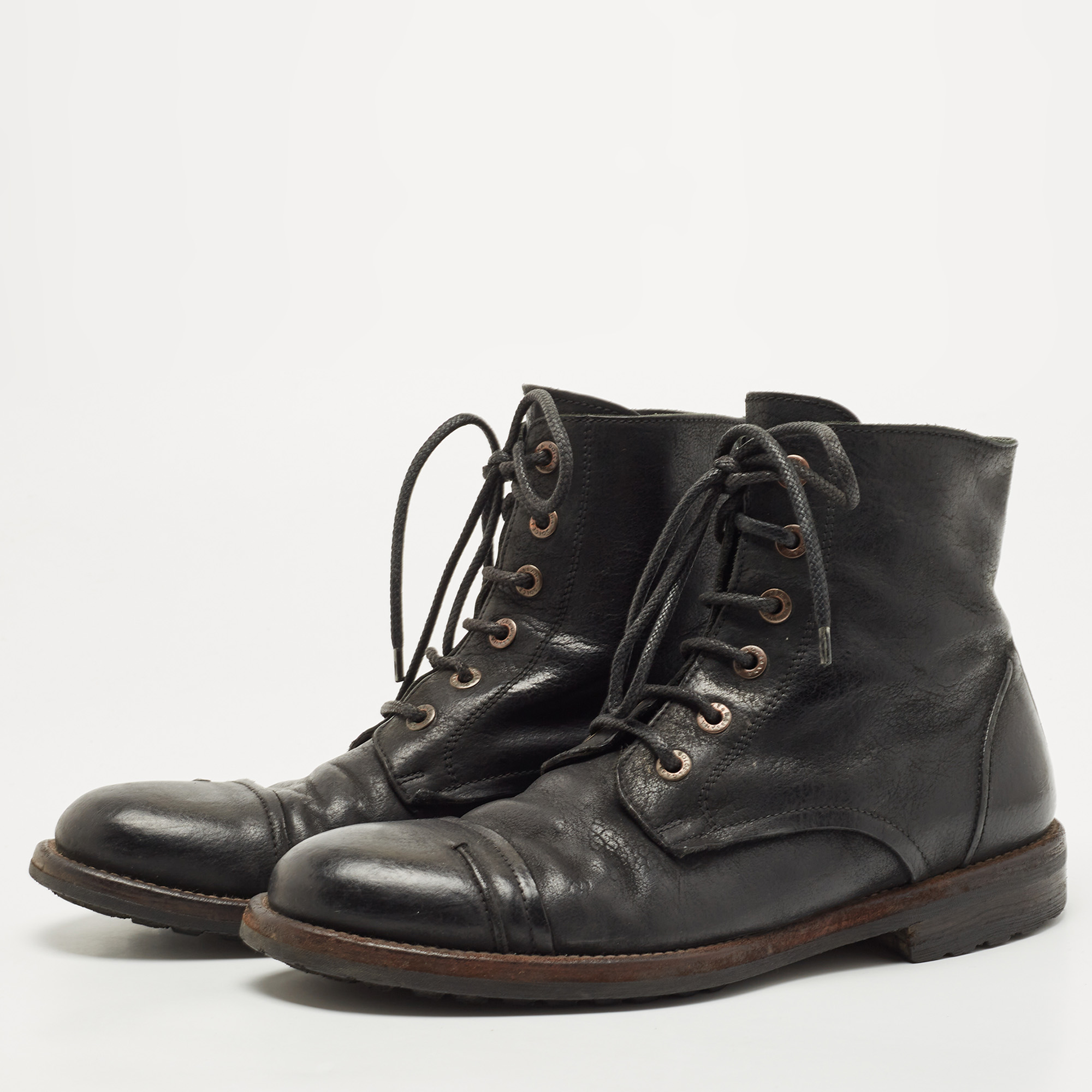 

Dolce & Gabbana Black Leather Combat Boots Size