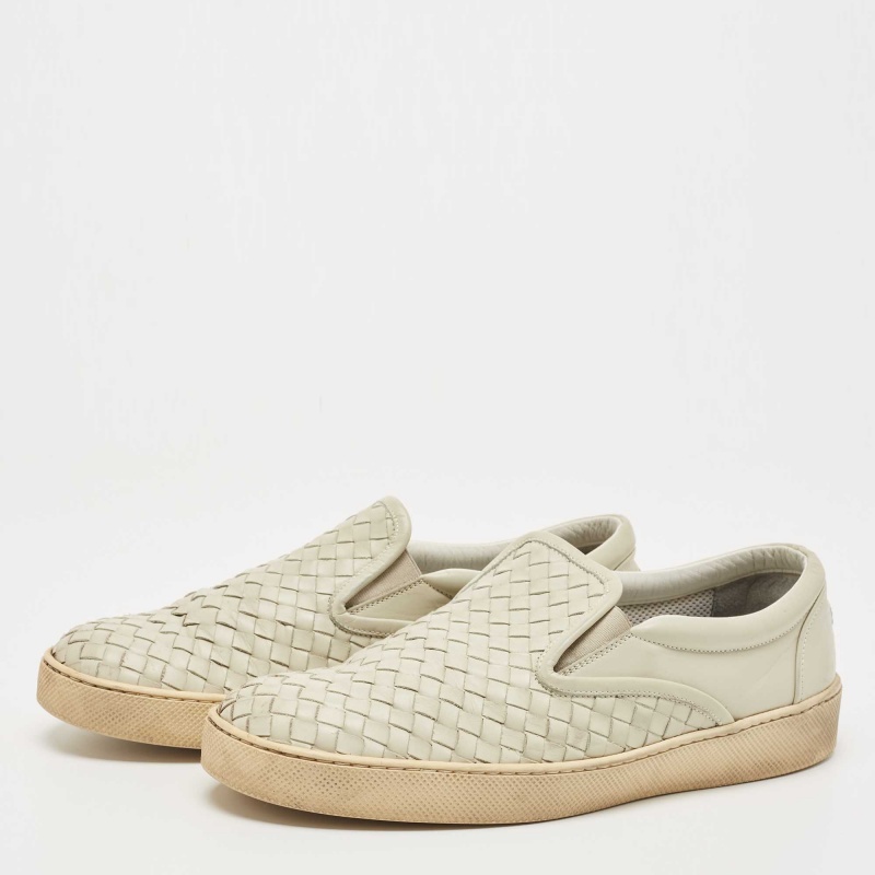 

Bottega Veneta Grey Intrecciato Leather Slip On Sneakers Size