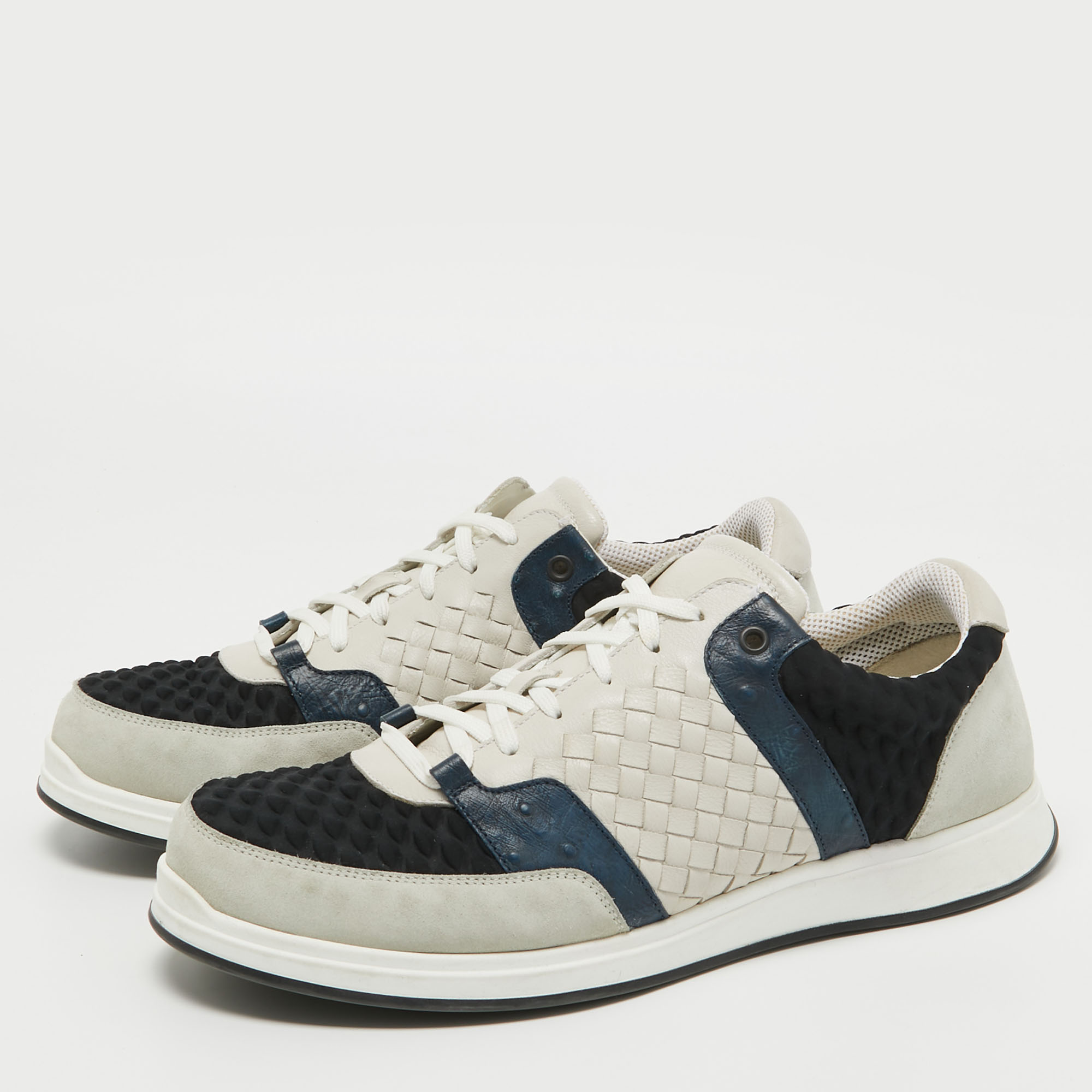 

Bottega Veneta Multicolor Suede Intrecciato Low Top Sneakers Size