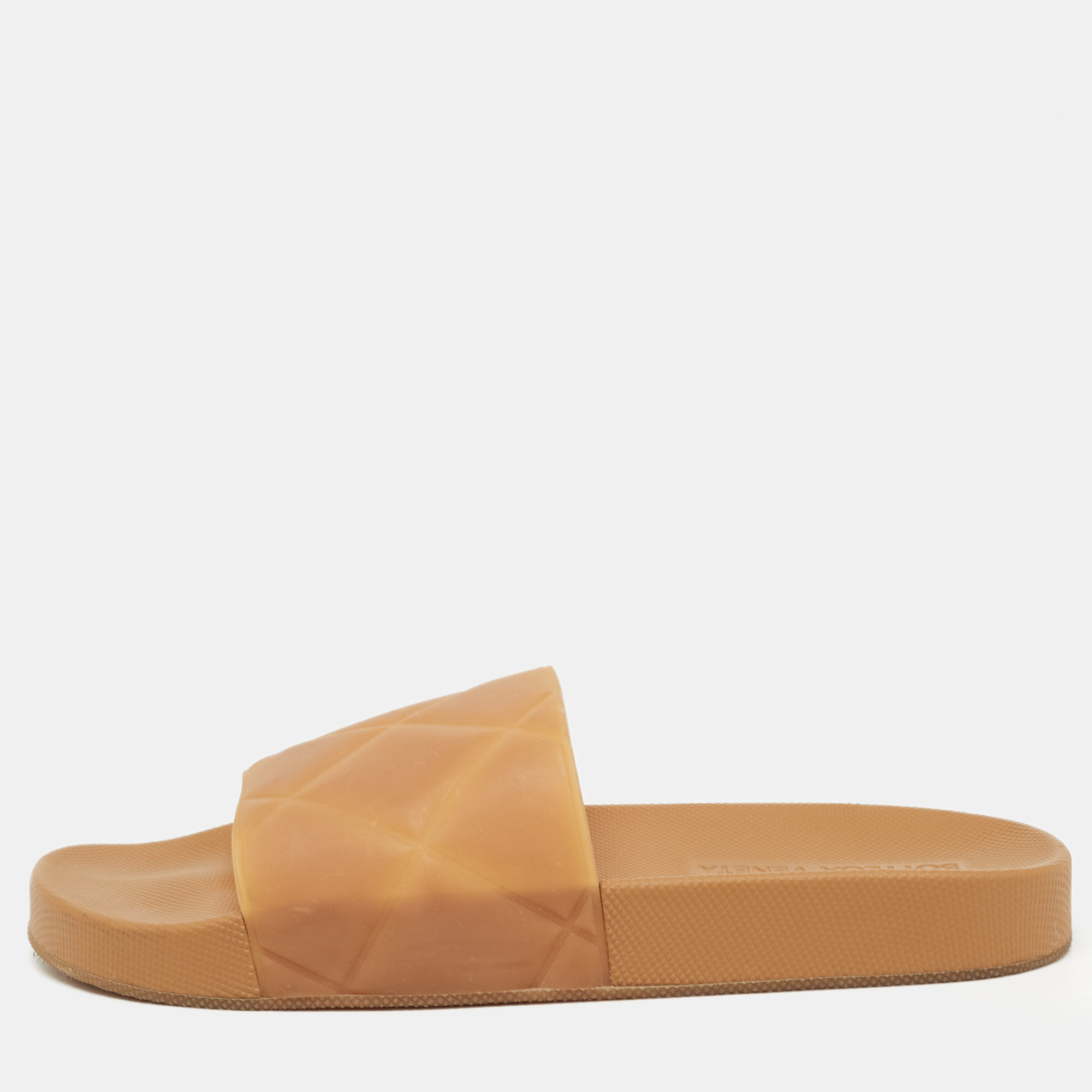 

Bottega Veneta Brown Intrecciato Rubber Slide Sandals Size