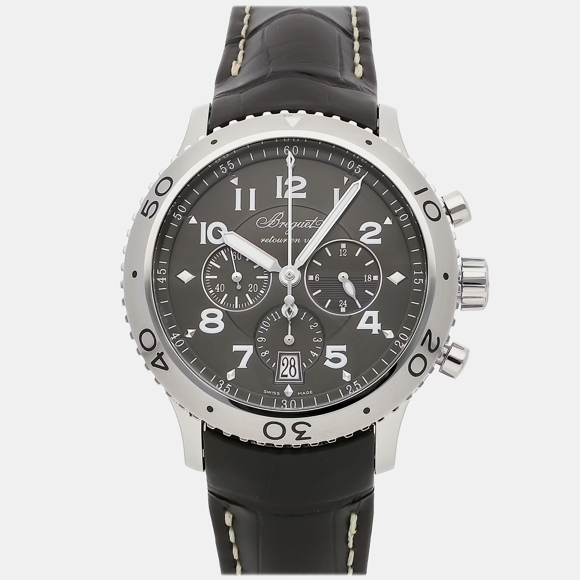 

Breguet Grey Stainless Steel Transaltantique Type XX 3810ST/92/9ZU Automatic Men's Wristwatch 42 mm