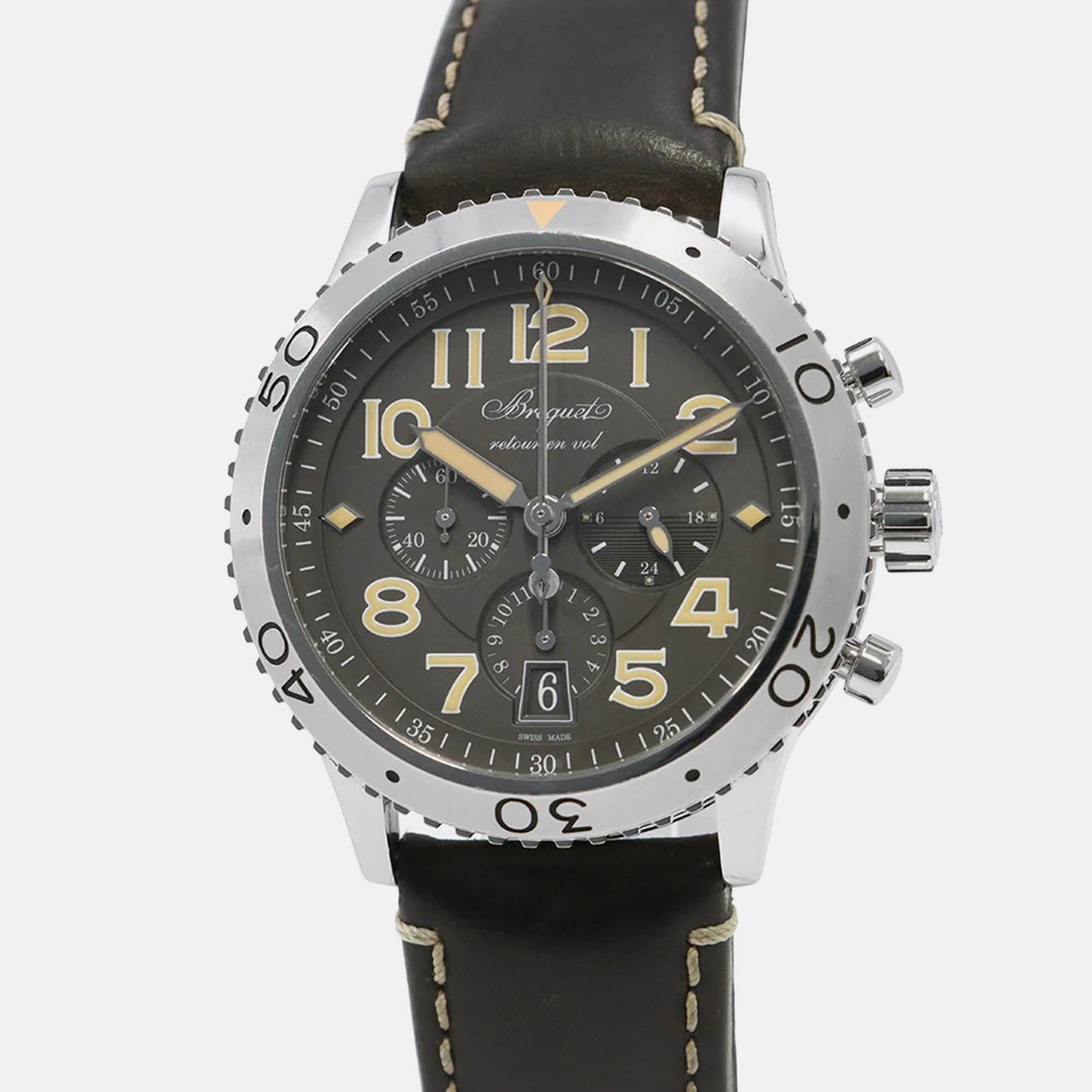 Pre-owned Breguet Type Xxi 3817st/x2/3zu Automatic Grey Stainless Steel Men's Wristwatch 42 Mm In Gray
