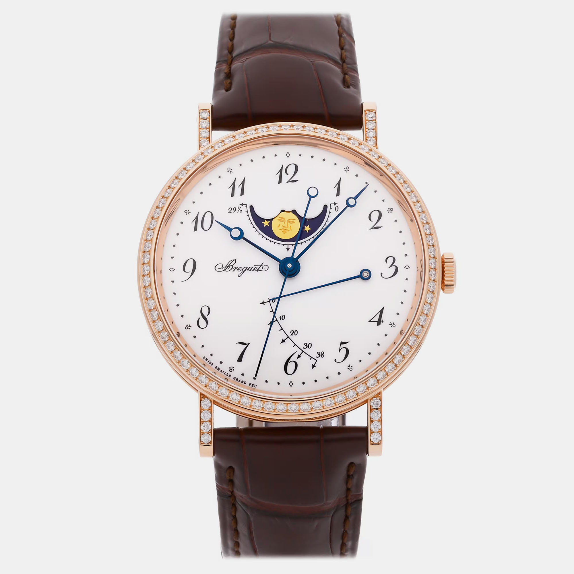 Pre-owned Breguet Classique Phase De Lune 7788br/29/9v6/dd00 39 Mm In White