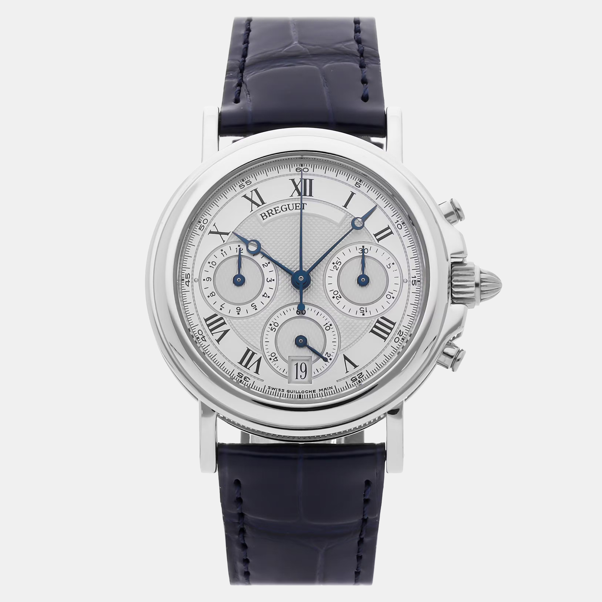 Pre-owned Breguet Marine Chronograph 3460pt/12/996 In Silver