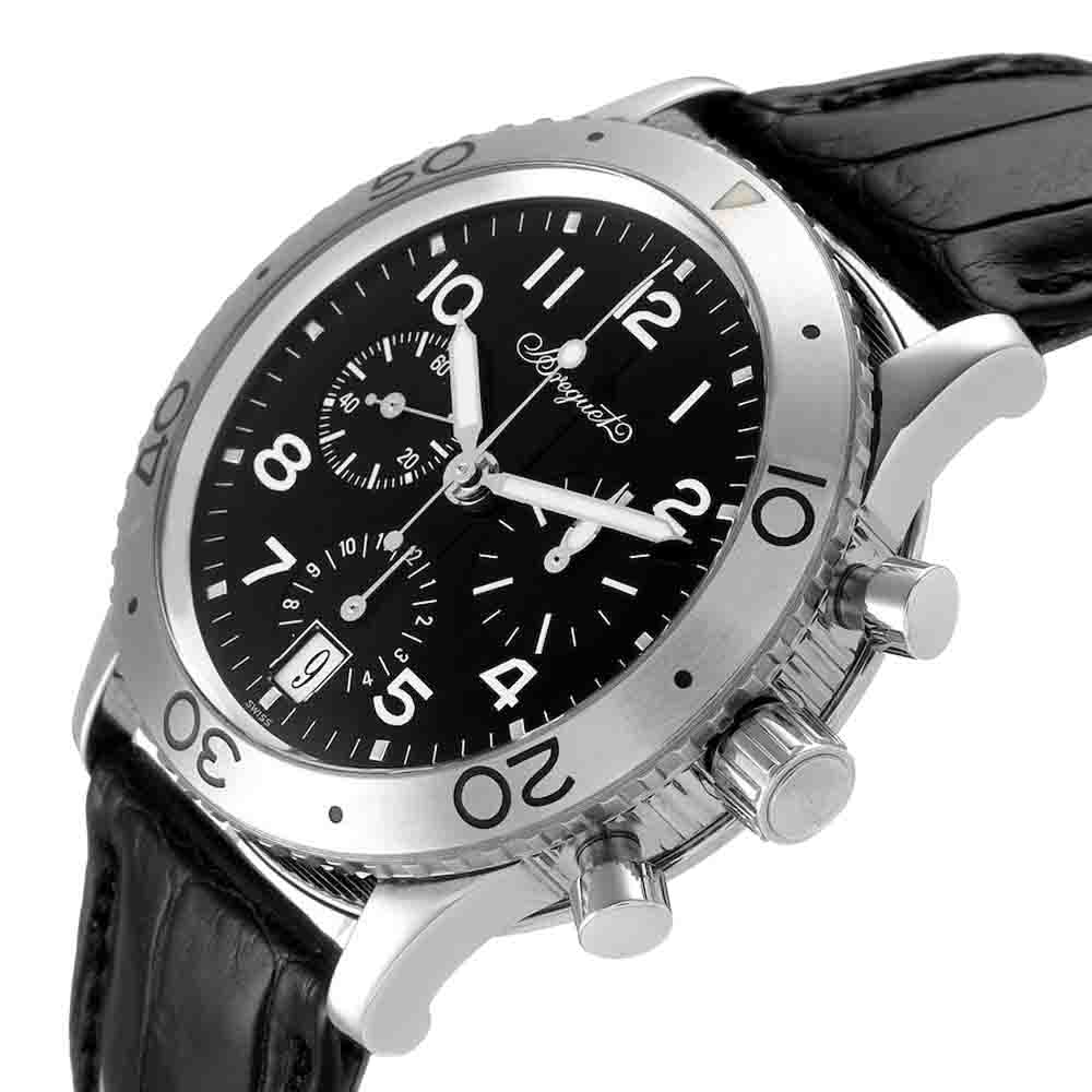 

Breguet Black Stainless Steel Transatlantique Type XX Flyback 3820ST Men's Wristwatch 39.5 MM