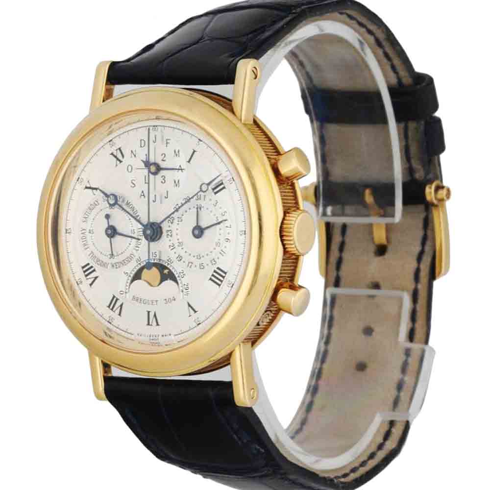 

Breguet Silver 18k Yellow Gold Classique Perpetual Calendar 3617 Men's Wristwatch 38 MM