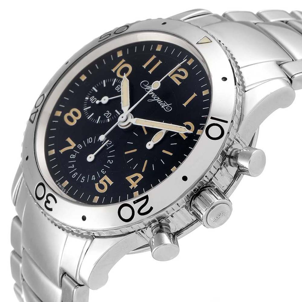 

Breguet Black Stainless Steel Transatlantique Type XX Flyback 3800 Men's Wristwatch 39.5 MM