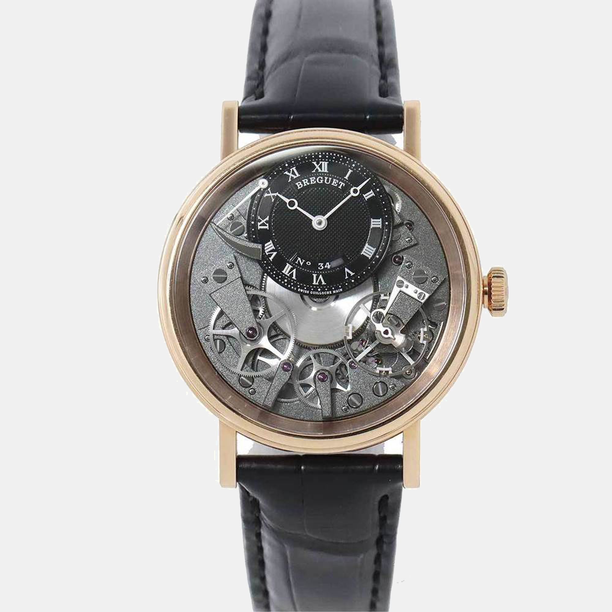 Pre-owned Breguet Grey 18k Rose Gold Classic Tradition 7057br Men's Wristwatch 40 Mm