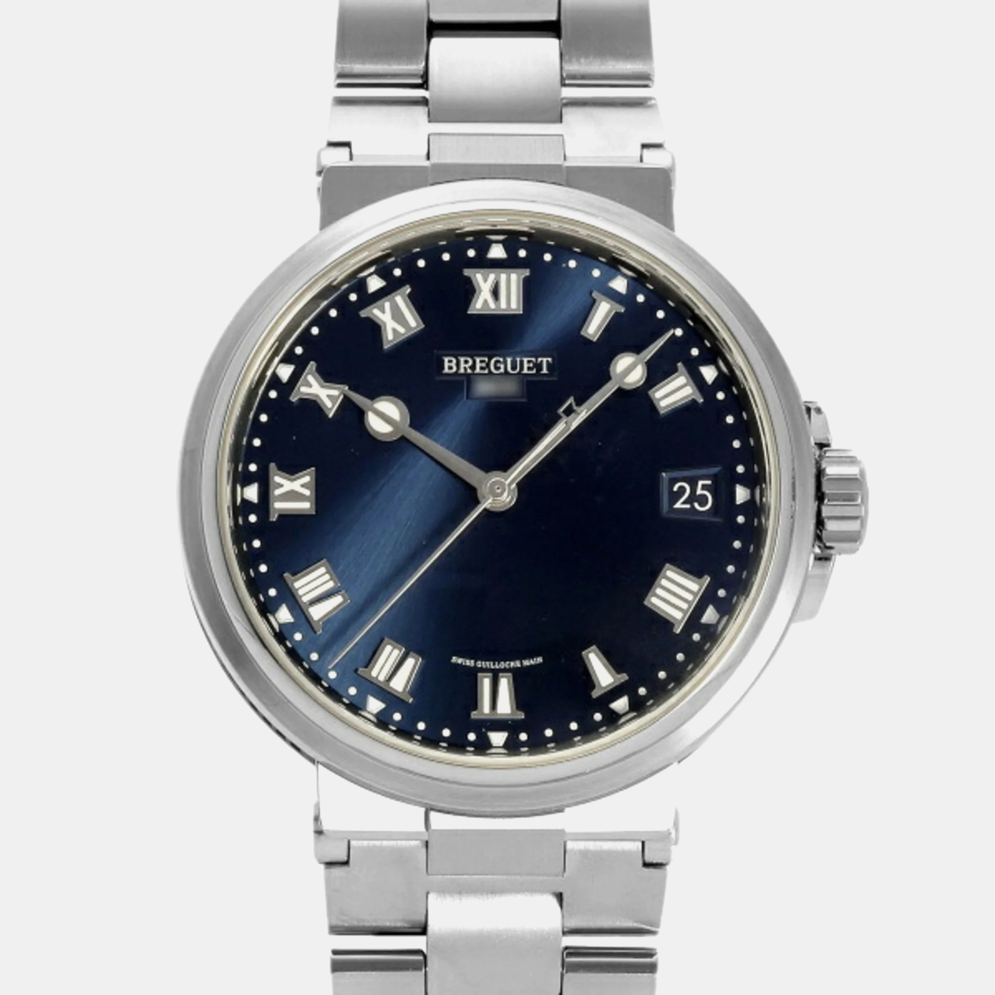 Pre-owned Breguet Blue Titanium Marine 5517ti/y1/tz0 Automatic Men's Wristwatch 40 Mm