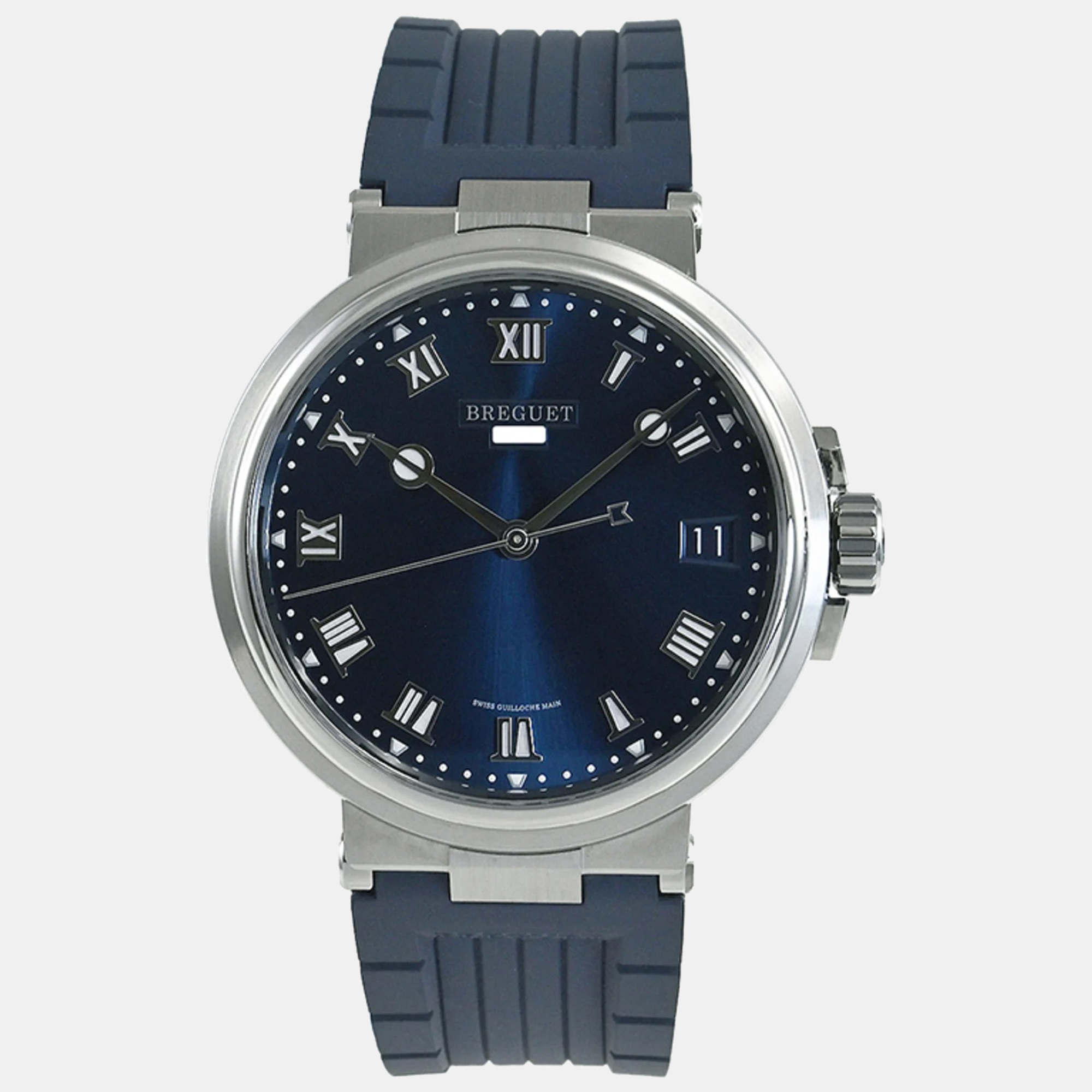 Pre-owned Breguet Blue Titanium Marine 5517ti/y1/5zu Automatic Men's Wristwatch 40 Mm