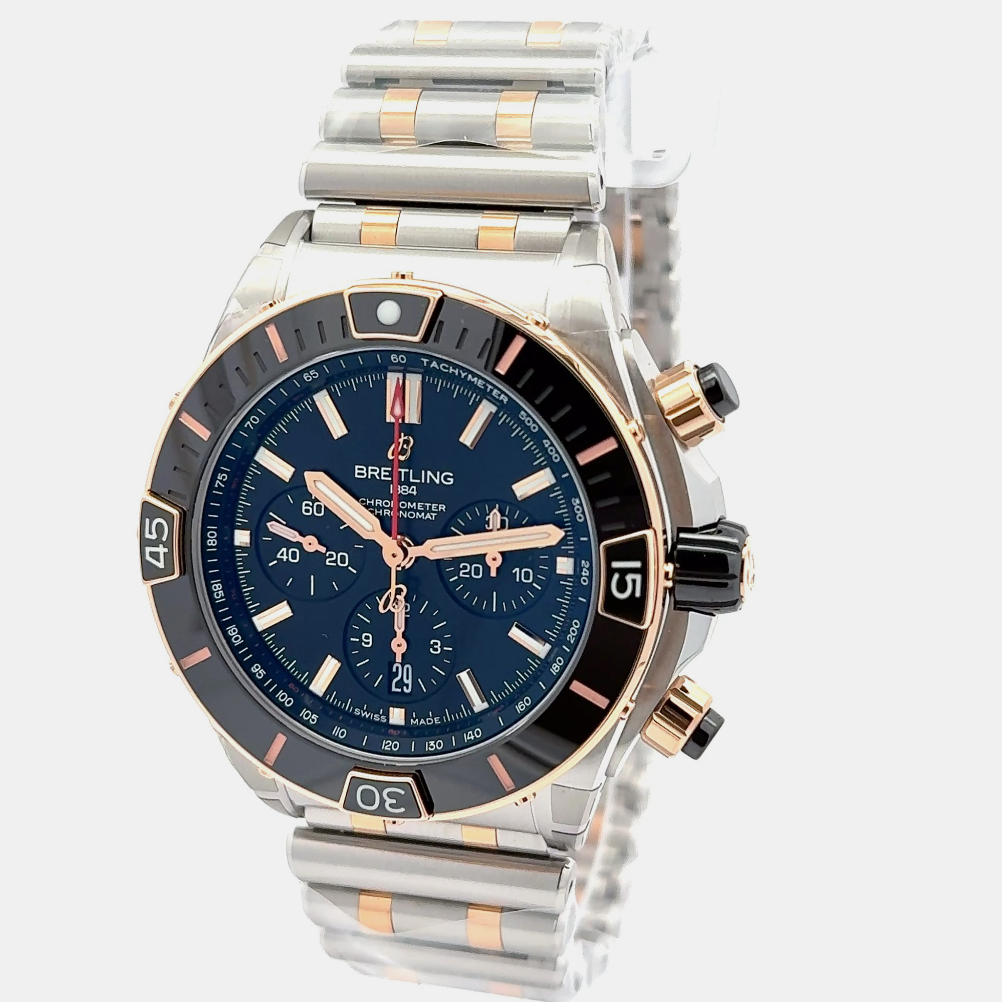 

Breitling Chronomat UB0136251B1U1 Automatic Black 18K Rose Gold Stainless Steel Men’s Wristwatch 44 mm