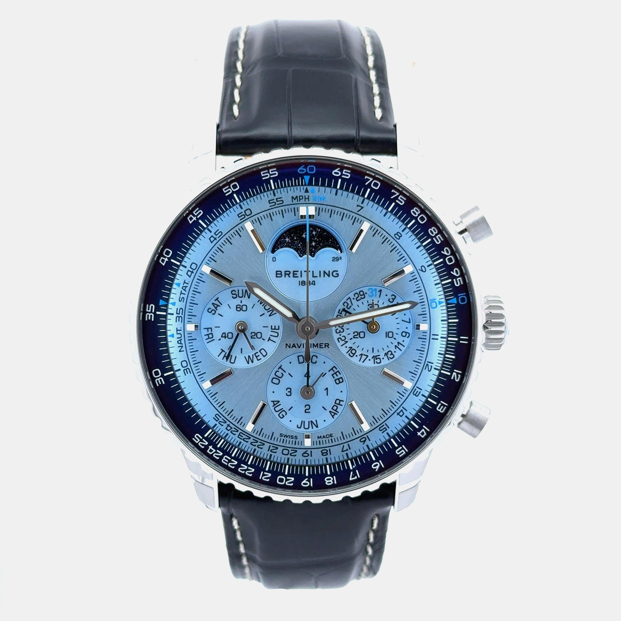 Breitling Navitimer B19 Chronograph Perpetual Calendar PB1920251C1P1 Automatic Ice Blue Platinum Men’s Wristwatch 43mm