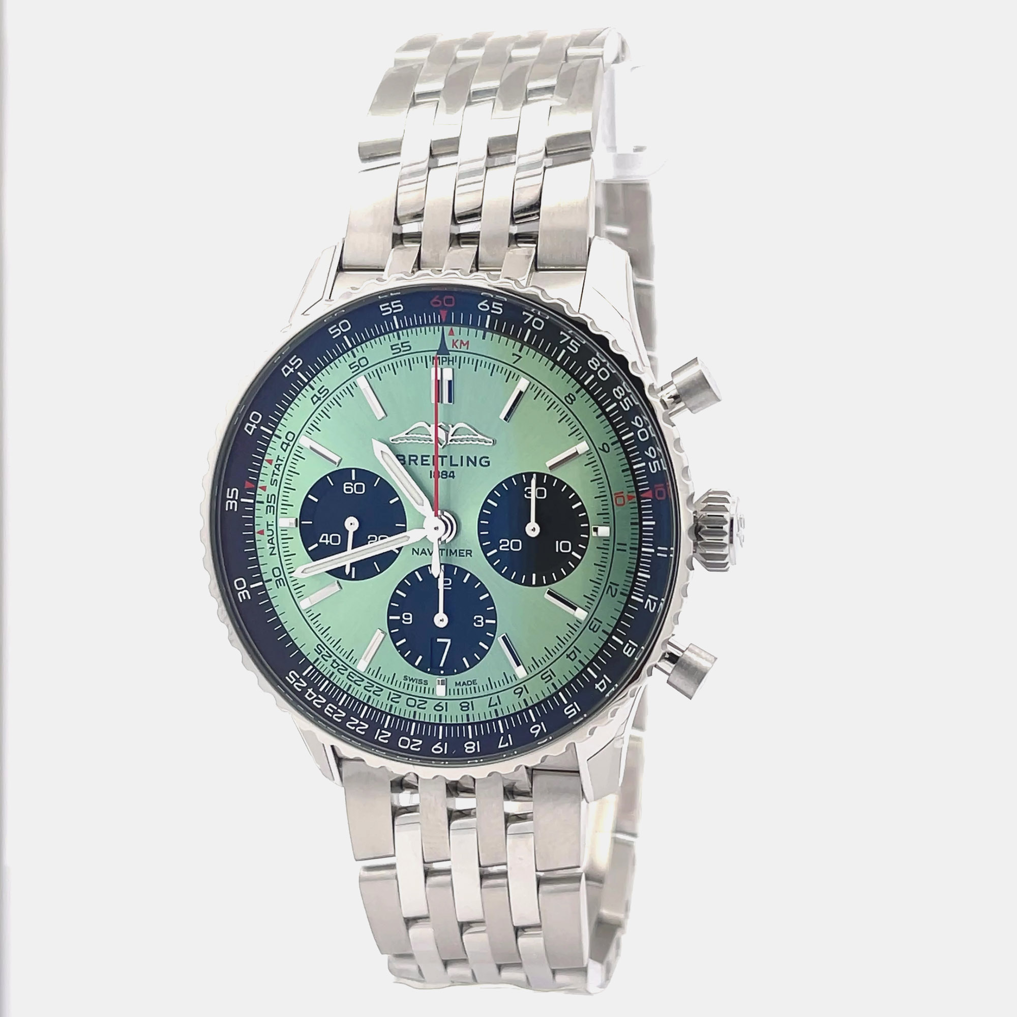 Breitling Navitimer 1 B01 Chronograph 43 AB0138241L1A1 Automatic Green Stainless Steel Men’s Wristwatch 43mm