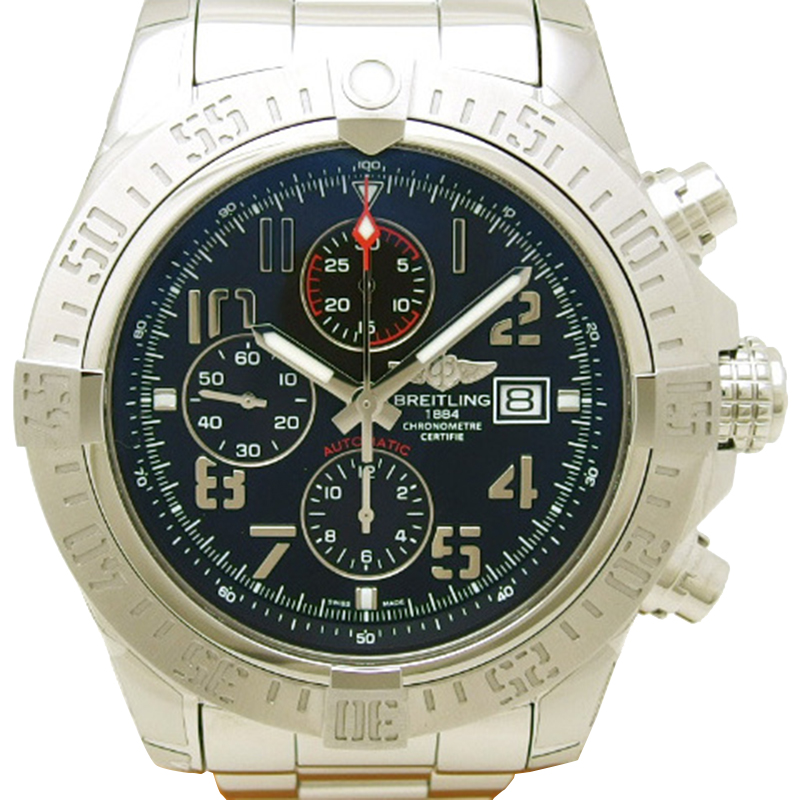 

Breitling Black Stainless Steel Super Avenger II Men's Wristwatch