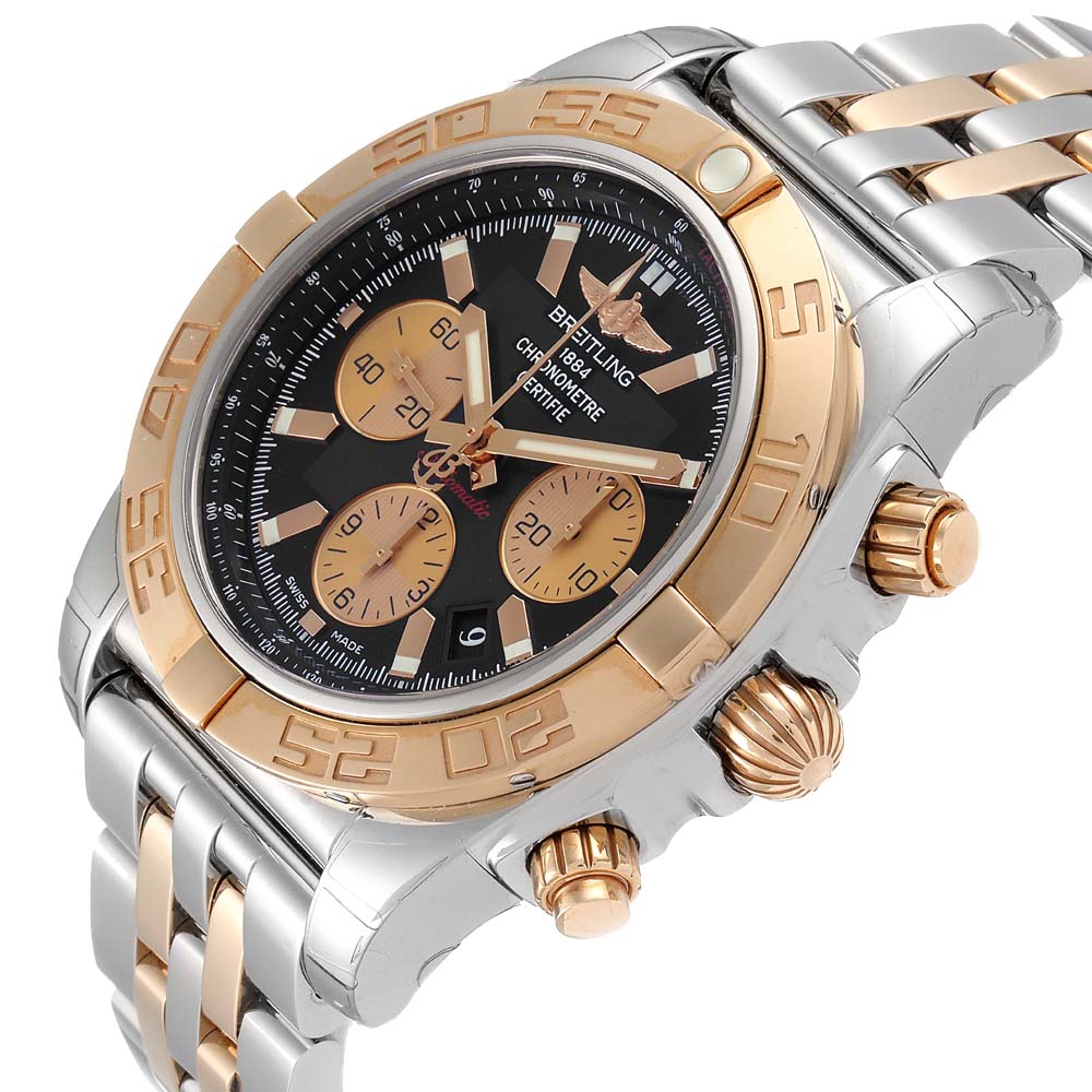 

Breitling Black 18K Rose Gold And Stainless Steel Chronomat Evolution CB0110 Men's Wristwatch 45 MM