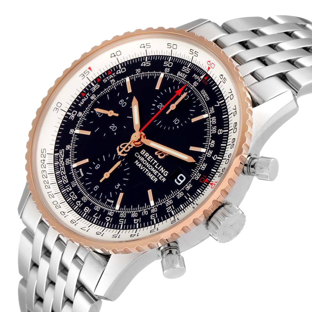 

Breitling Black 18K Rose Gold Stainless Steel Navitimer 1 Chronograph U13324 Men's Wristwatch