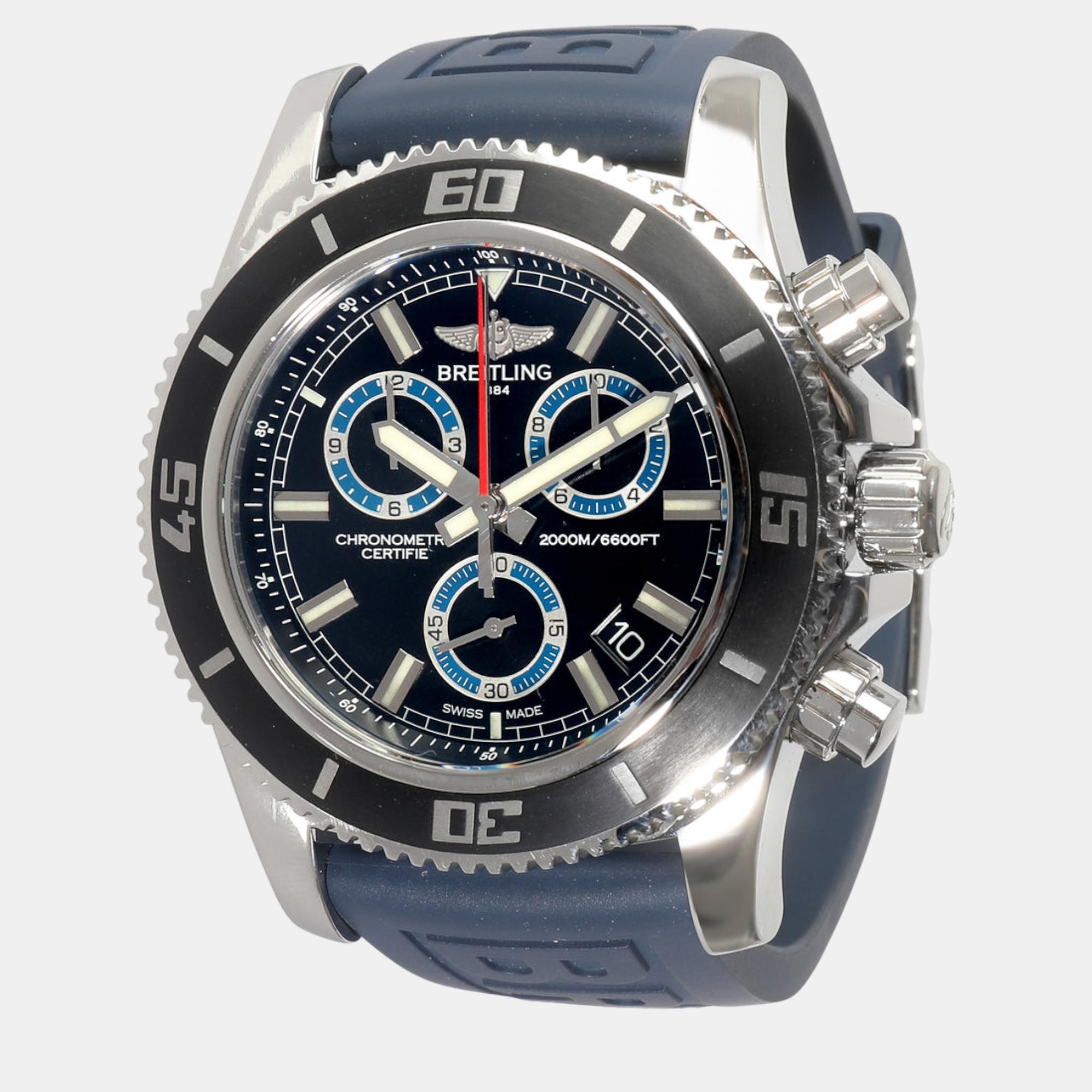 

Breitling Black Stainless Steel Superocean A73310 Quartz Men's Wristwatch 44 mm
