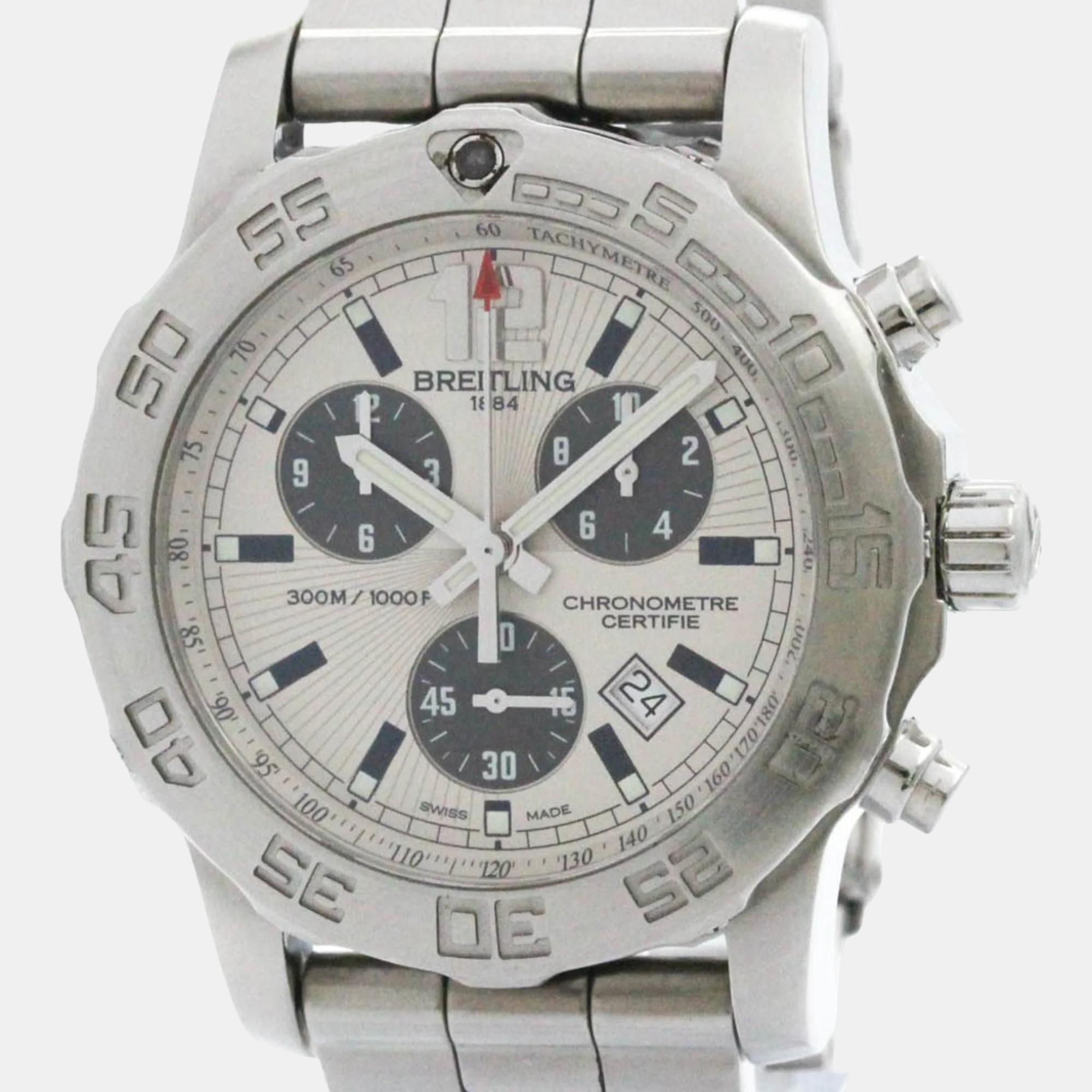 

Breitling Silver Stainless Steel Colt A73387 Quartz Chronograph Men's Wristwatch 44 mm