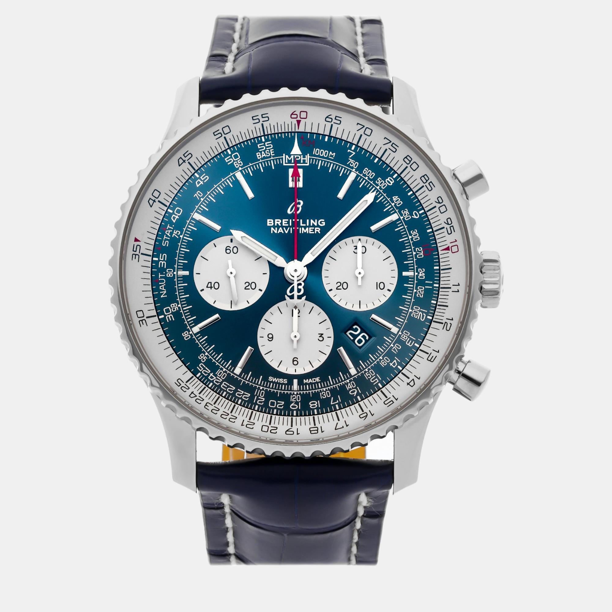 

Breitling Blue Stainless Steel Navitimer AB0127211C1P1 Automatic Men's Wristwatch 46 mm