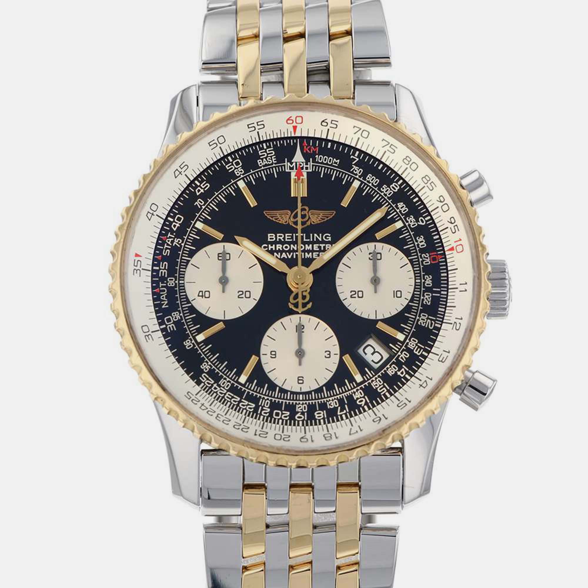 

Breitling Black 18k Yellow Gold Stainless Steel Navitimer D23322 Automatic Men's Wristwatch 41 mm