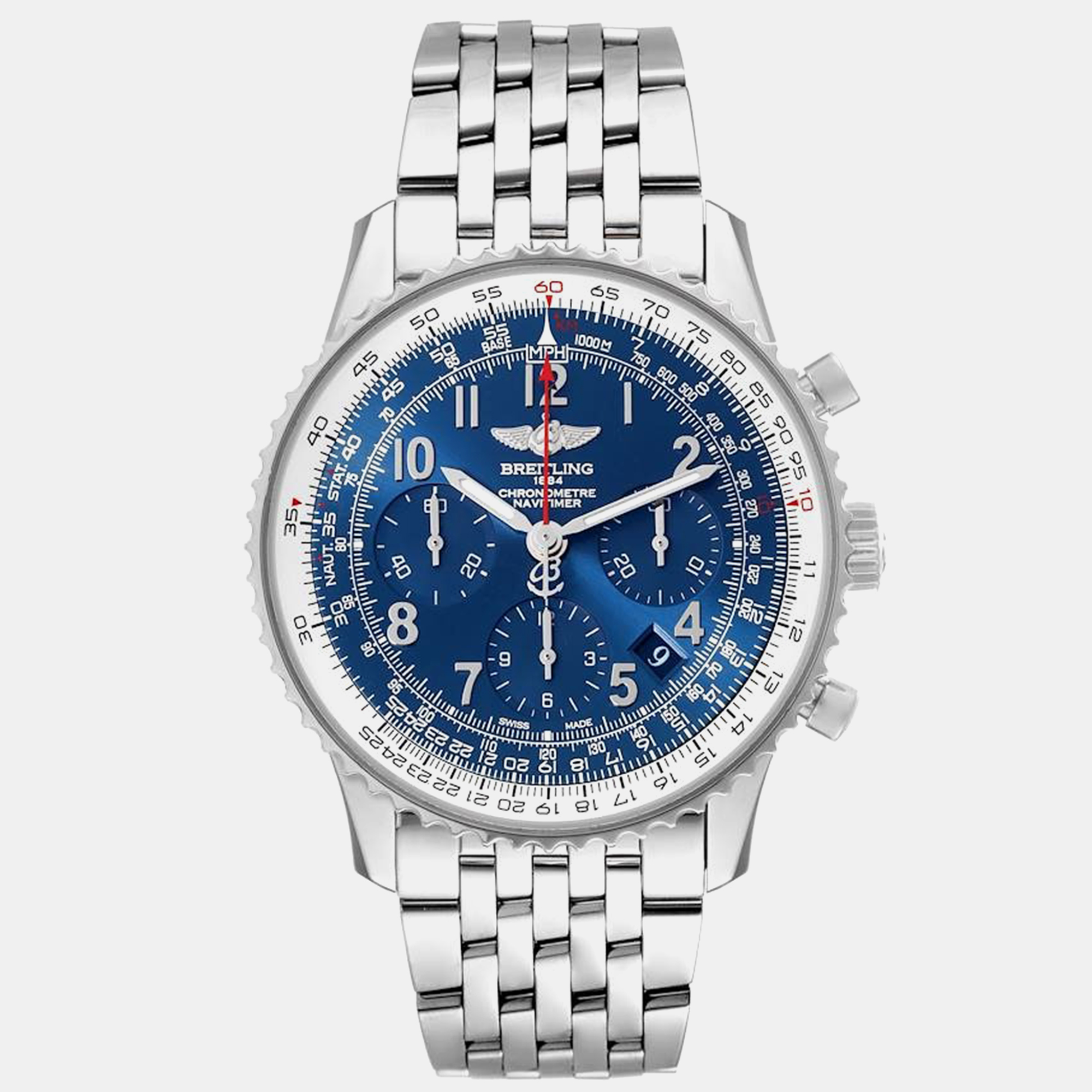 

Breitling Blue Stainless Steel Navitimer AB0121 Automatic Men's Wristwatch 43 mm