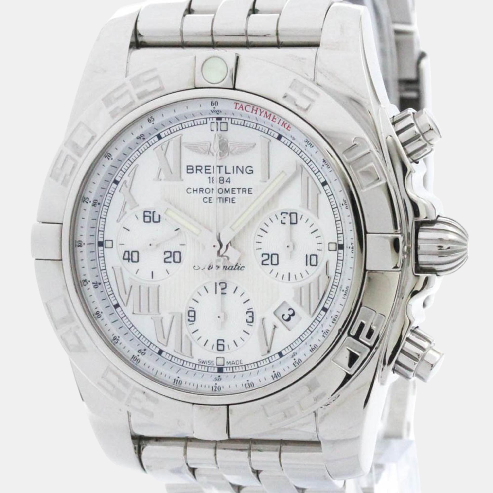 

Breitling White Shell Stainless Steel Chronomat AB0110 Automatic Men's Wristwatch 44 mm