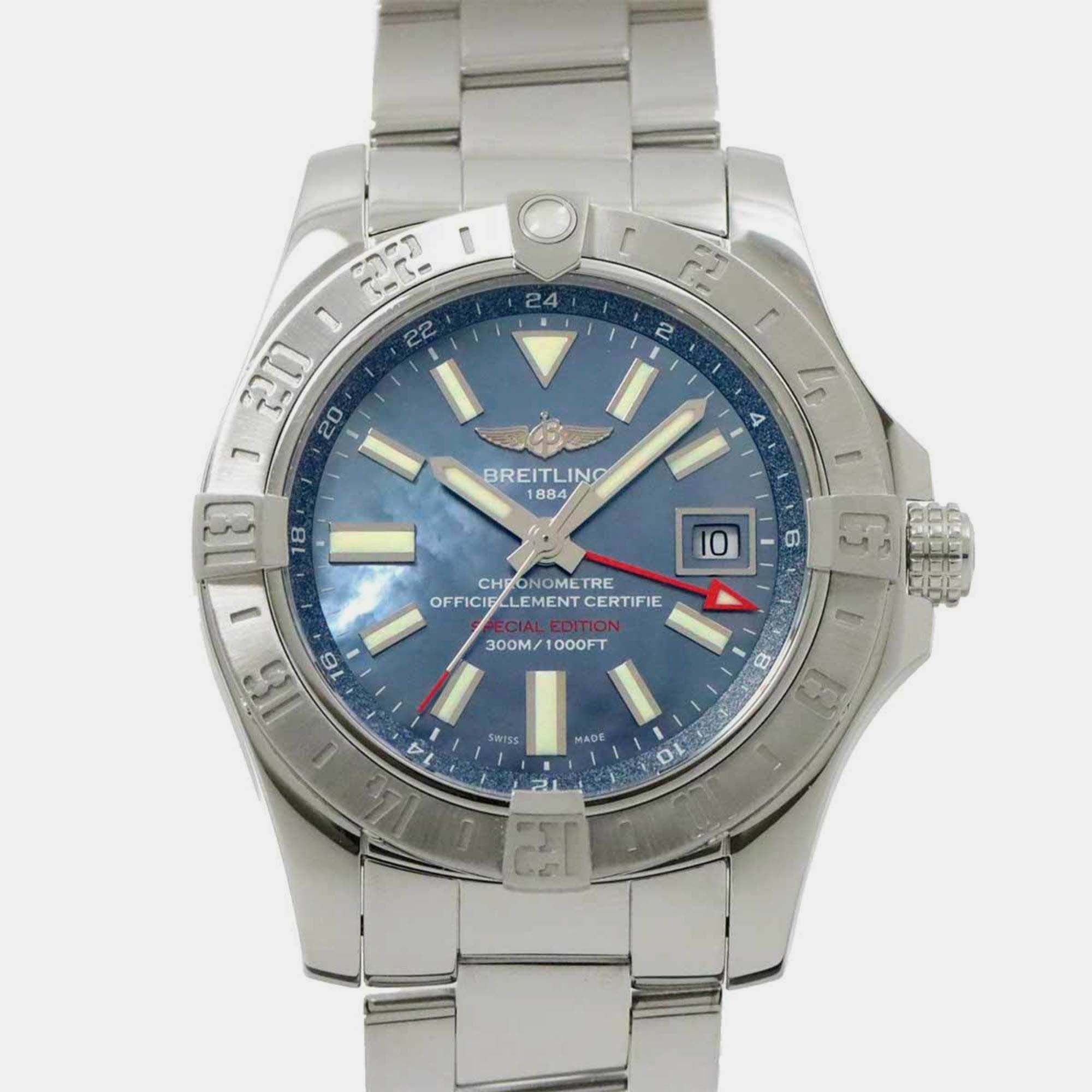 

Breitling Blue Shell Stainless Steel Avenger II Automatic Men's Wristwatch 44 mm