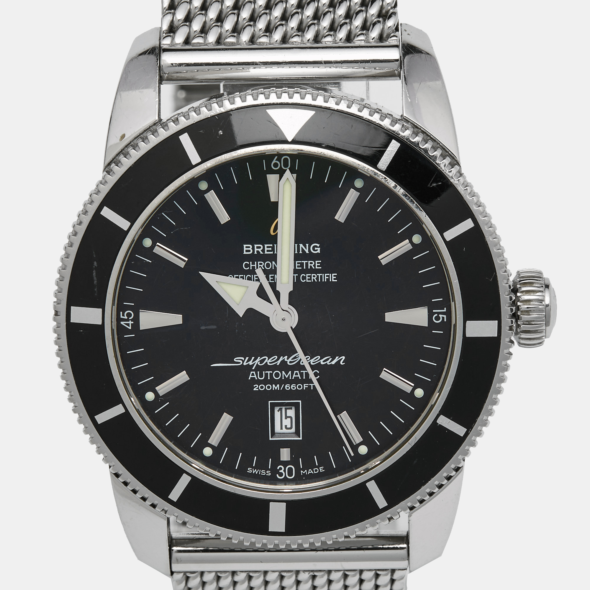 Breitling Black Stainless Steel Superocean Heritage A1732016/C734/152A Automatic Men`s Wristwatch 46 mm 