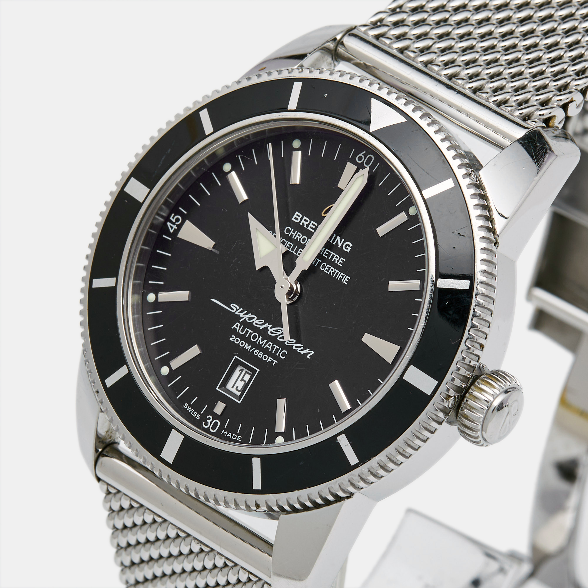 Breitling Black Stainless Steel Superocean Heritage A1732016/C734/152A Automatic Men`s Wristwatch 46 mm 