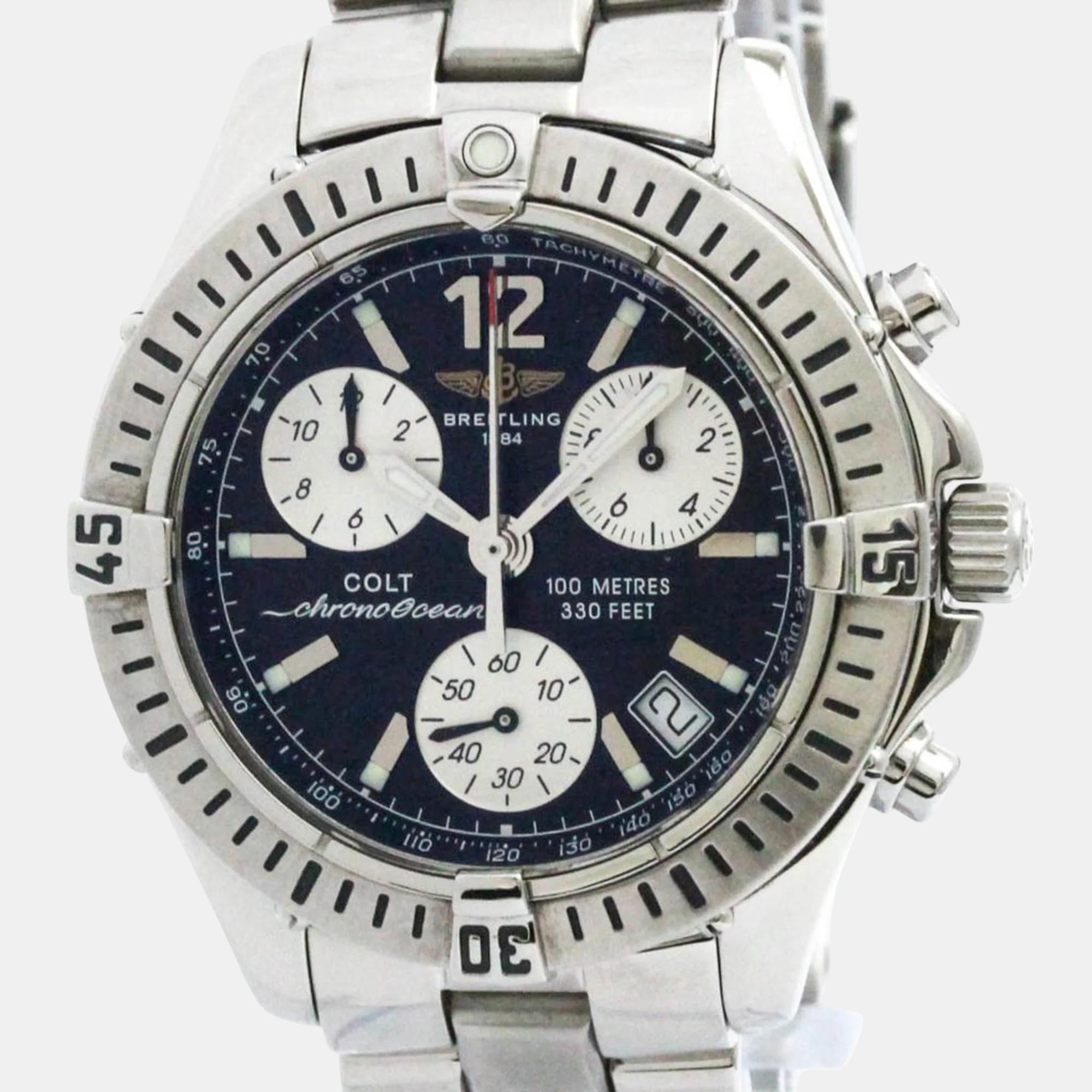 

Breitling Black Stainless Steel Colt A53350 Quartz Men's Wristwatch 38 mm