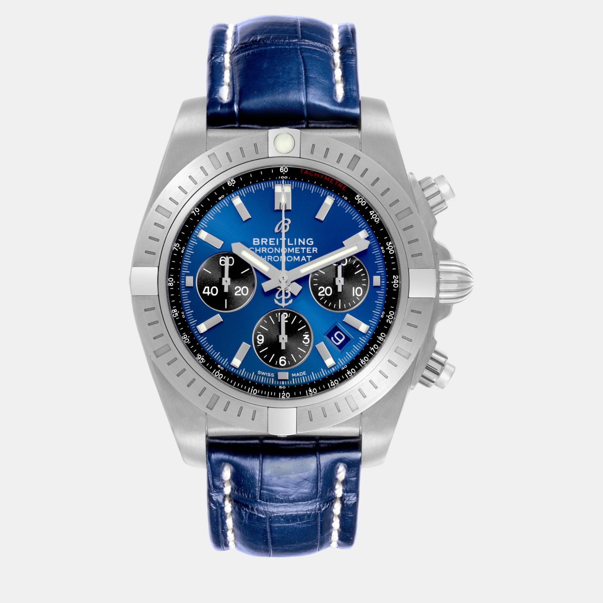 

Breitling Blue Stainless Steel Chronomat Automatic Men's Wristwatch 44 mm