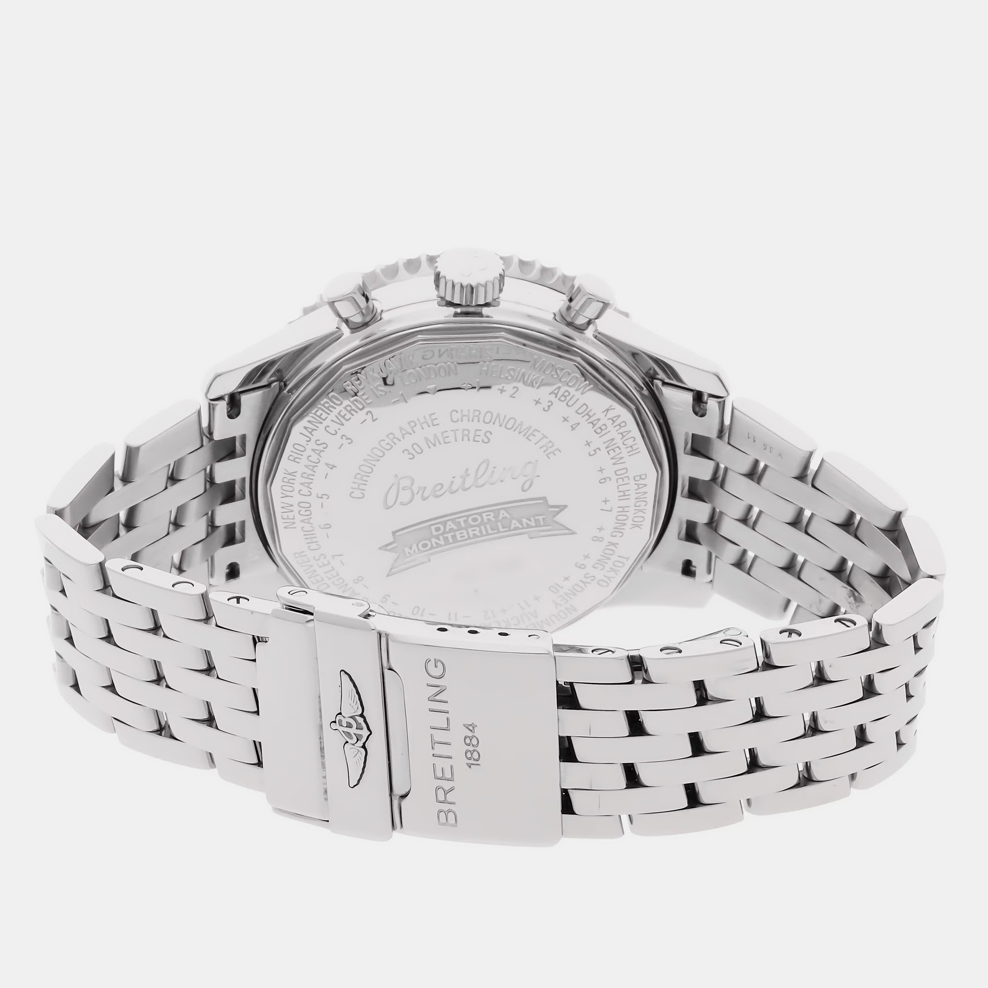 Breitling Black Stainless Steel Montbrillant A2133012/B993 Automatic Men`s Wristwatch 43 mm 