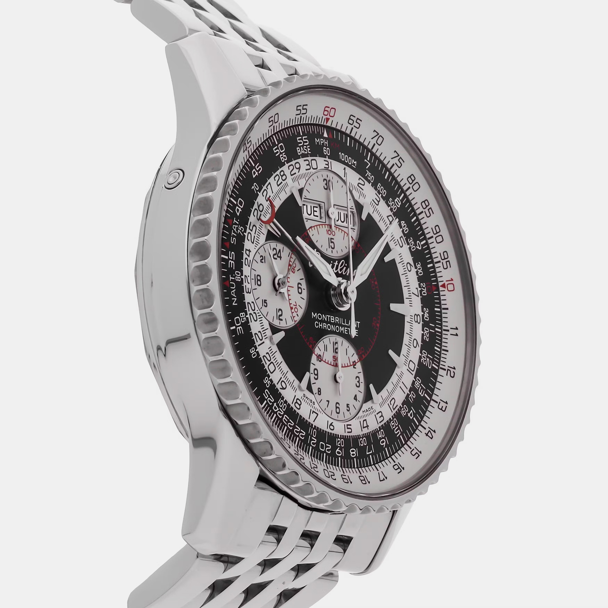 Breitling Black Stainless Steel Montbrillant A2133012/B993 Automatic Men`s Wristwatch 43 mm 