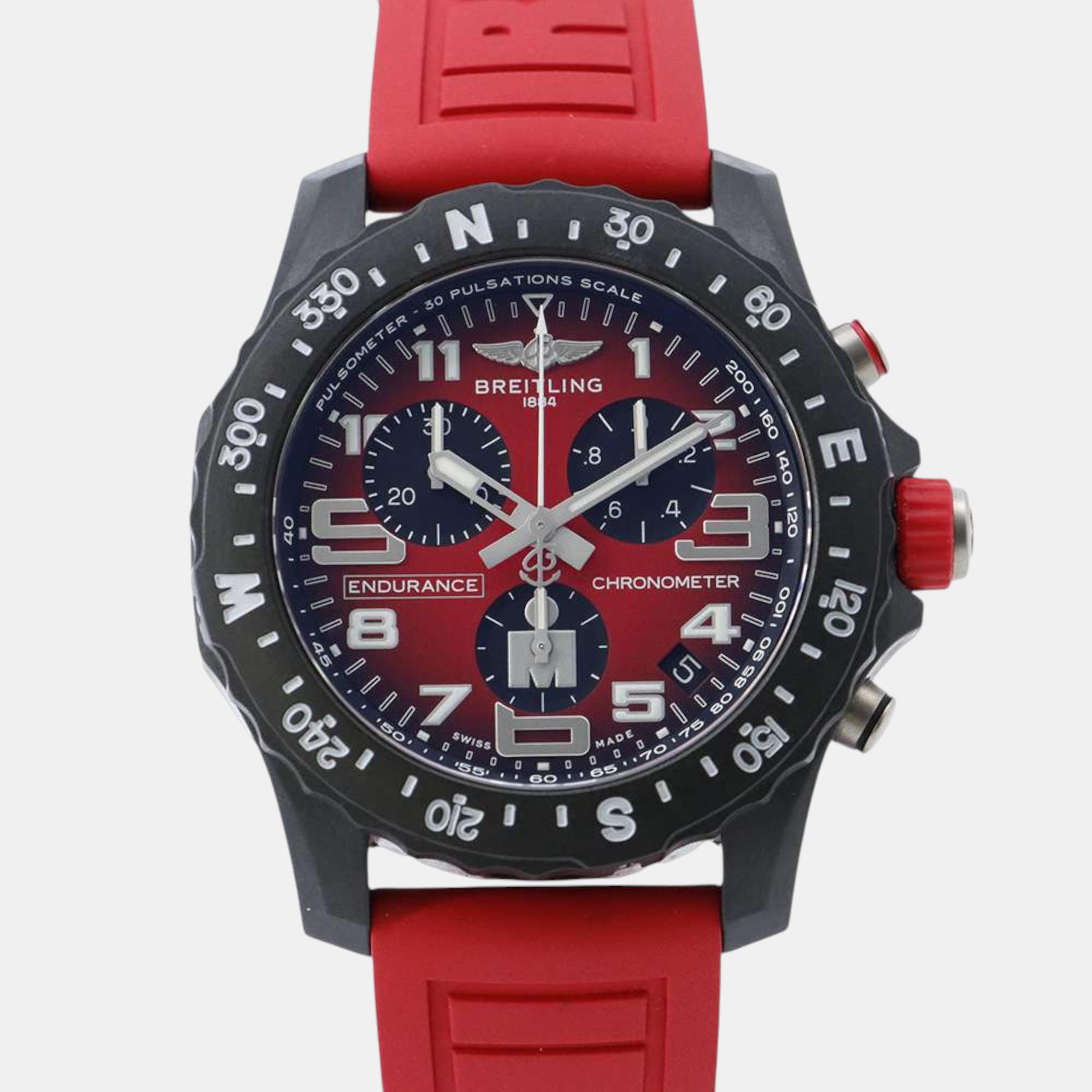 

Breitling Bright Light Rubber Red/Black Dial Endurance Pro Ironman Watch 44 mm