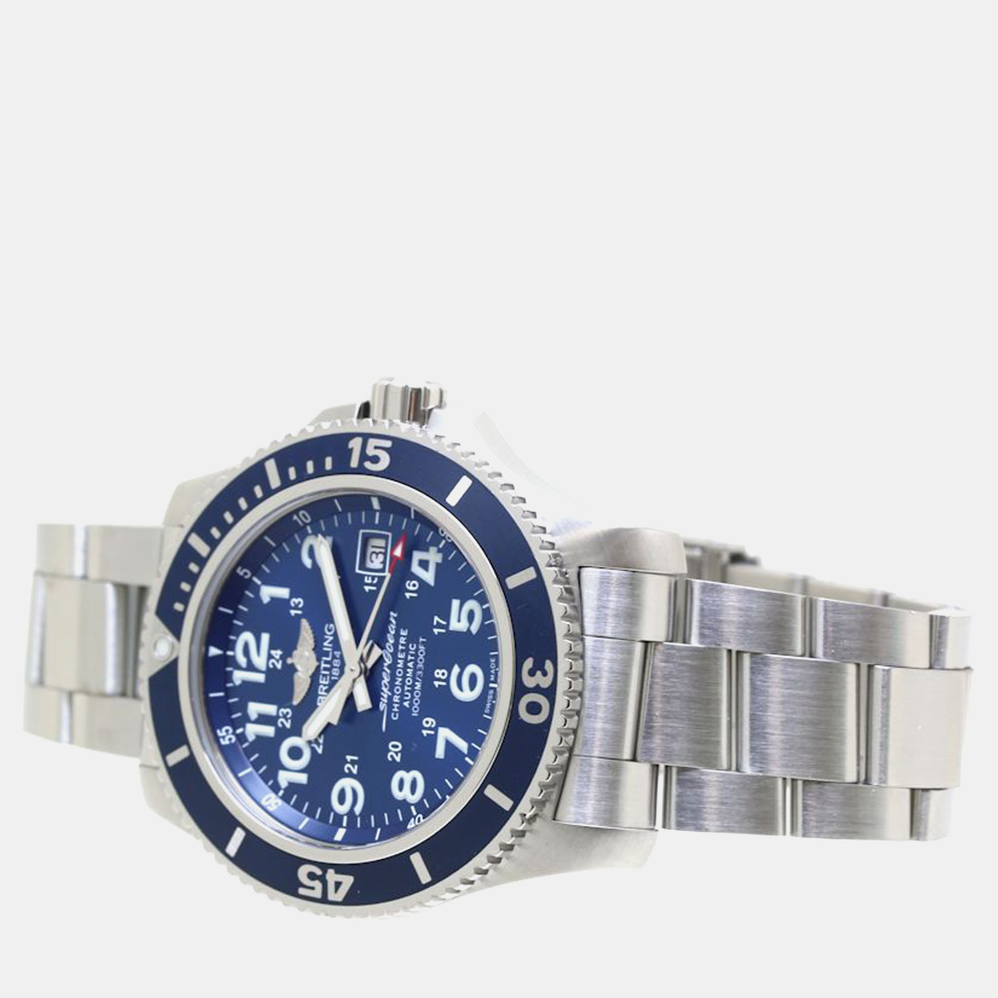 Breitling Blue Stainless Steel Superocean A17392D8/C910 Automatic Men`s Wristwatch 44 mm 