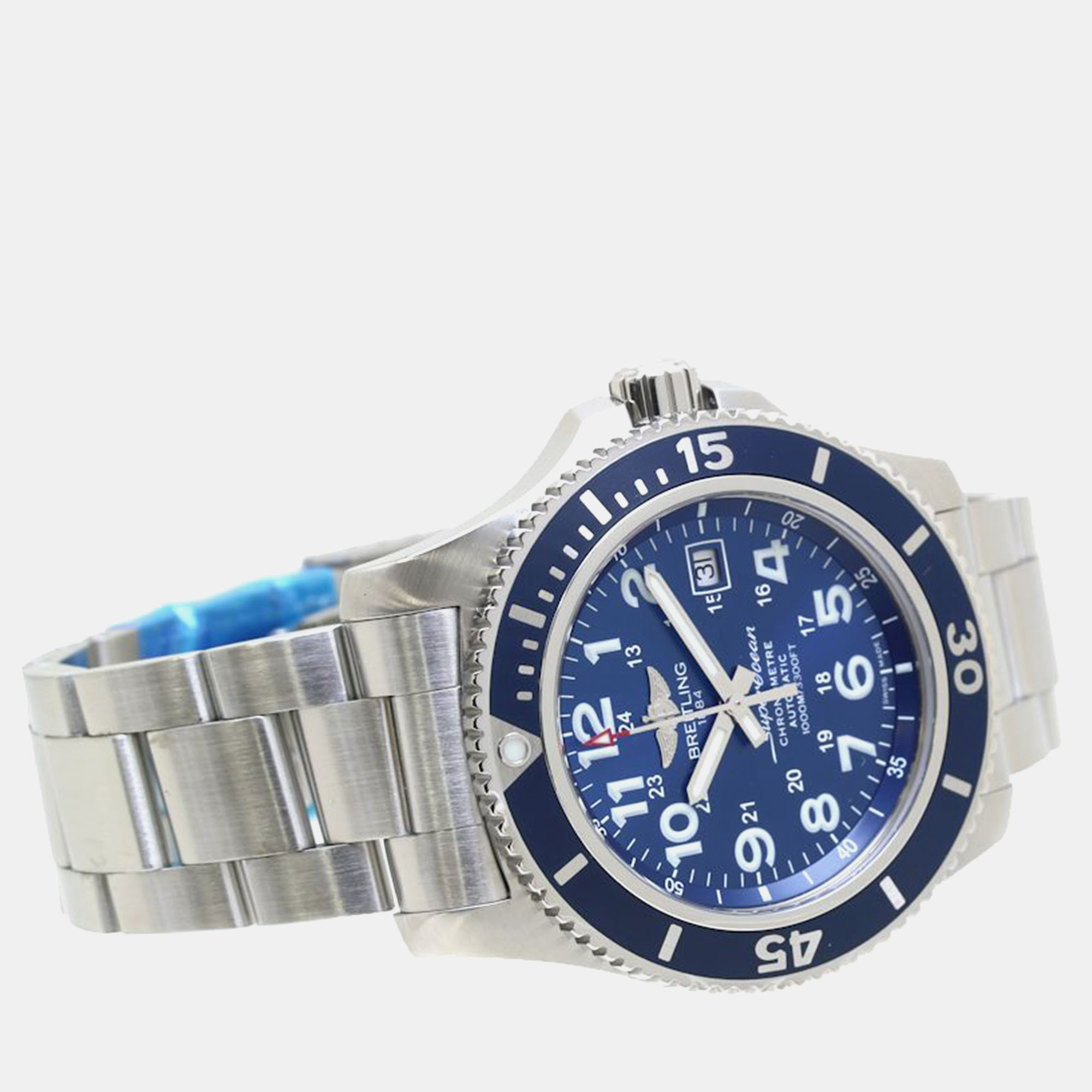 Breitling Blue Stainless Steel Superocean A17392D8/C910 Automatic Men`s Wristwatch 44 mm 
